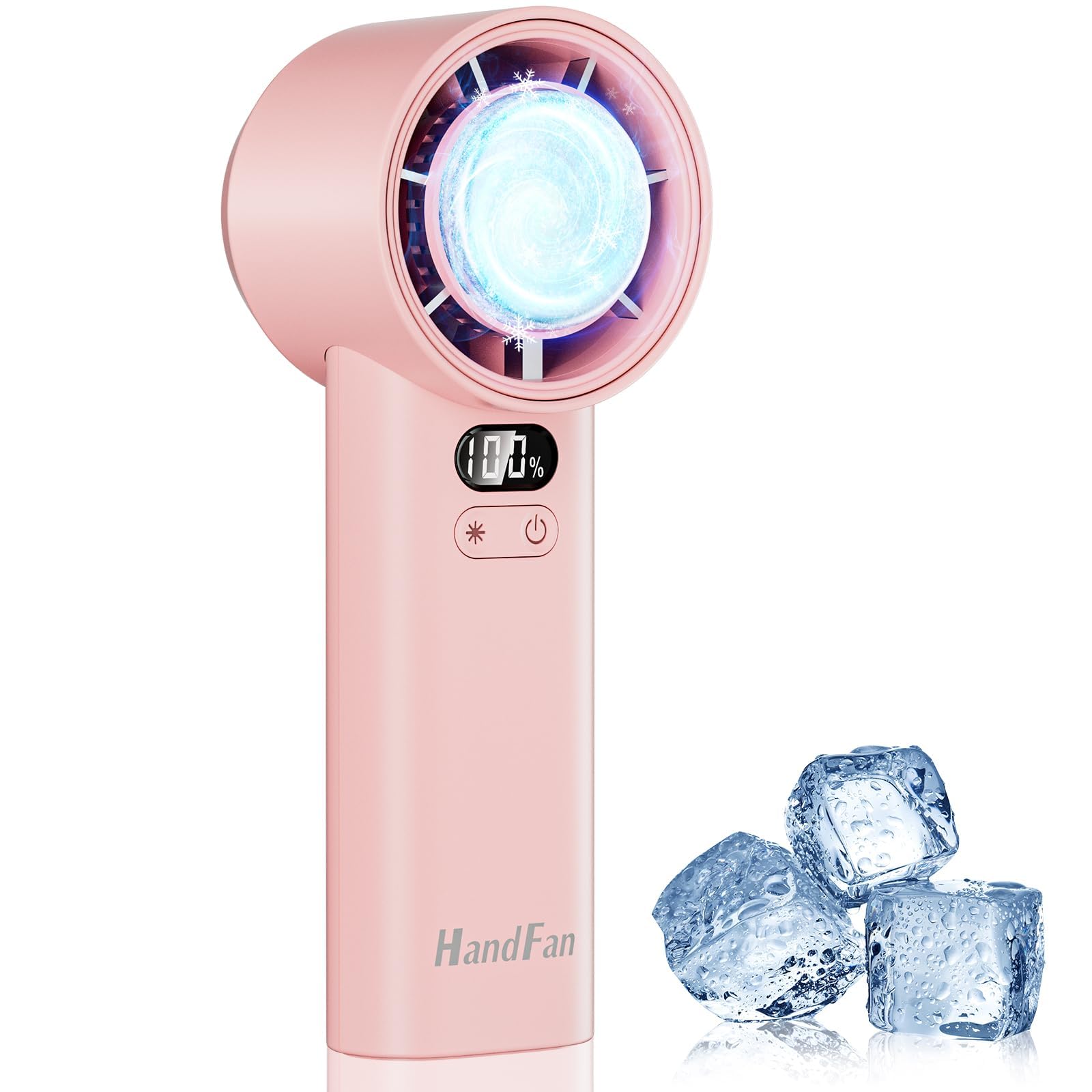 HandFan 5200mAh High Speed Handheld Turbo Fan, 13000 RPM Cooling Ice Fan, Rechargeable Mini Fan with Digital Display, 100 Speeds Adjustable, Portable Fan for Summer, Travel, Concerts, Gifts for Women