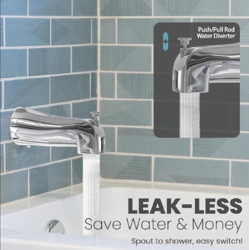 Miniatura 4 de Caño de bañera deslizante con desviador compatible con grifo de bañera con desviador de ducha, desviador de dominadas, boquilla de agua con grifo de