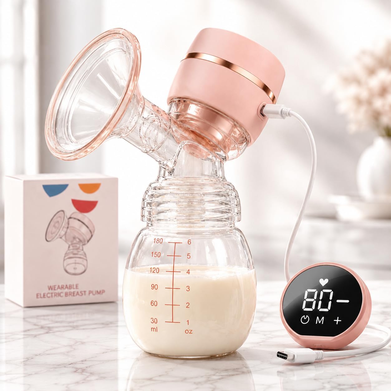 Bomba de Tirar Leite Materno Elétrica Mãos Livres Ultra Silenciosa Tela LED Portátil Protetor de Mama de Silicone 22mm 2 Modos, 9 Níveis De Sucção Livre de BPA Bombinha de Leite Mamadeira Amamentação Extratora de Leite Portátil