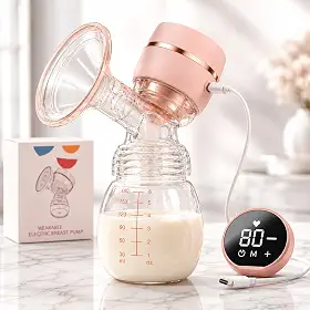 Bomba de Tirar Leite Materno Elétrica Mãos Livres Ultra Silenciosa Tela LED Portátil Protetor de Mama de Silicone 22mm 2 Modos, 9 Níveis De Sucção Livre de BPA Bombinha de Leite Mamadeira Amamentação Extratora de Leite Portátil