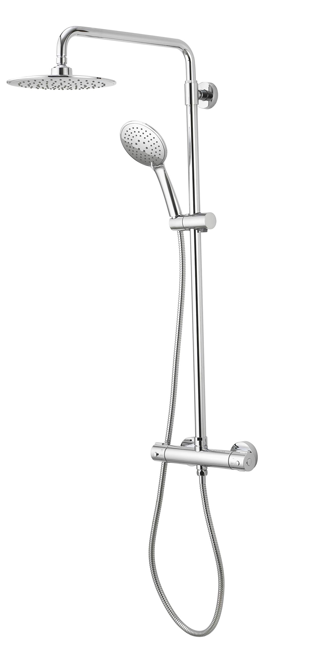 Aqualisa Deco Mixer Shower Round Bar Valve with Fixing Kit - Chrome