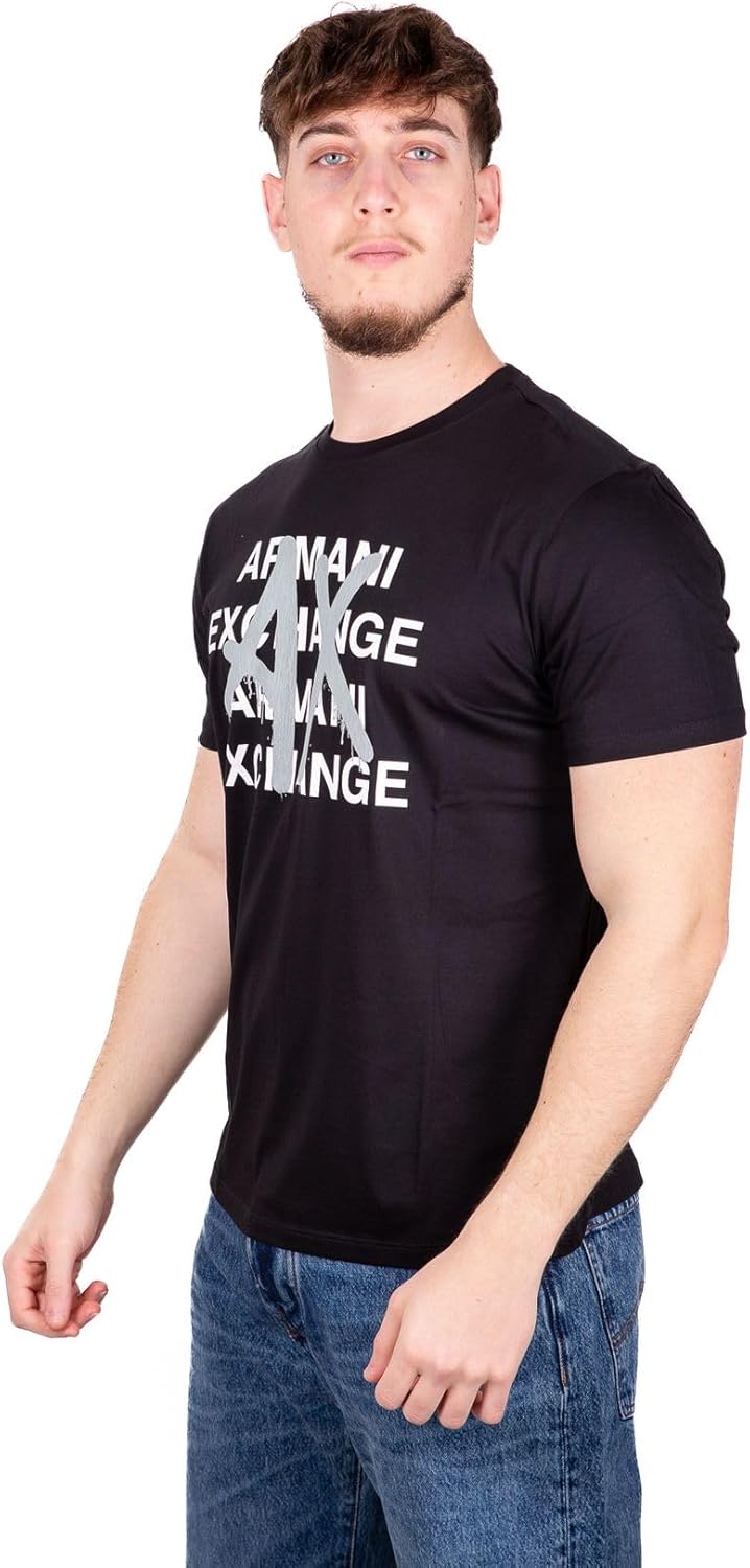 Armani Exchange Men's Regular Fit Pima Cotton Ax Graffiti Logo Tee - Image 3