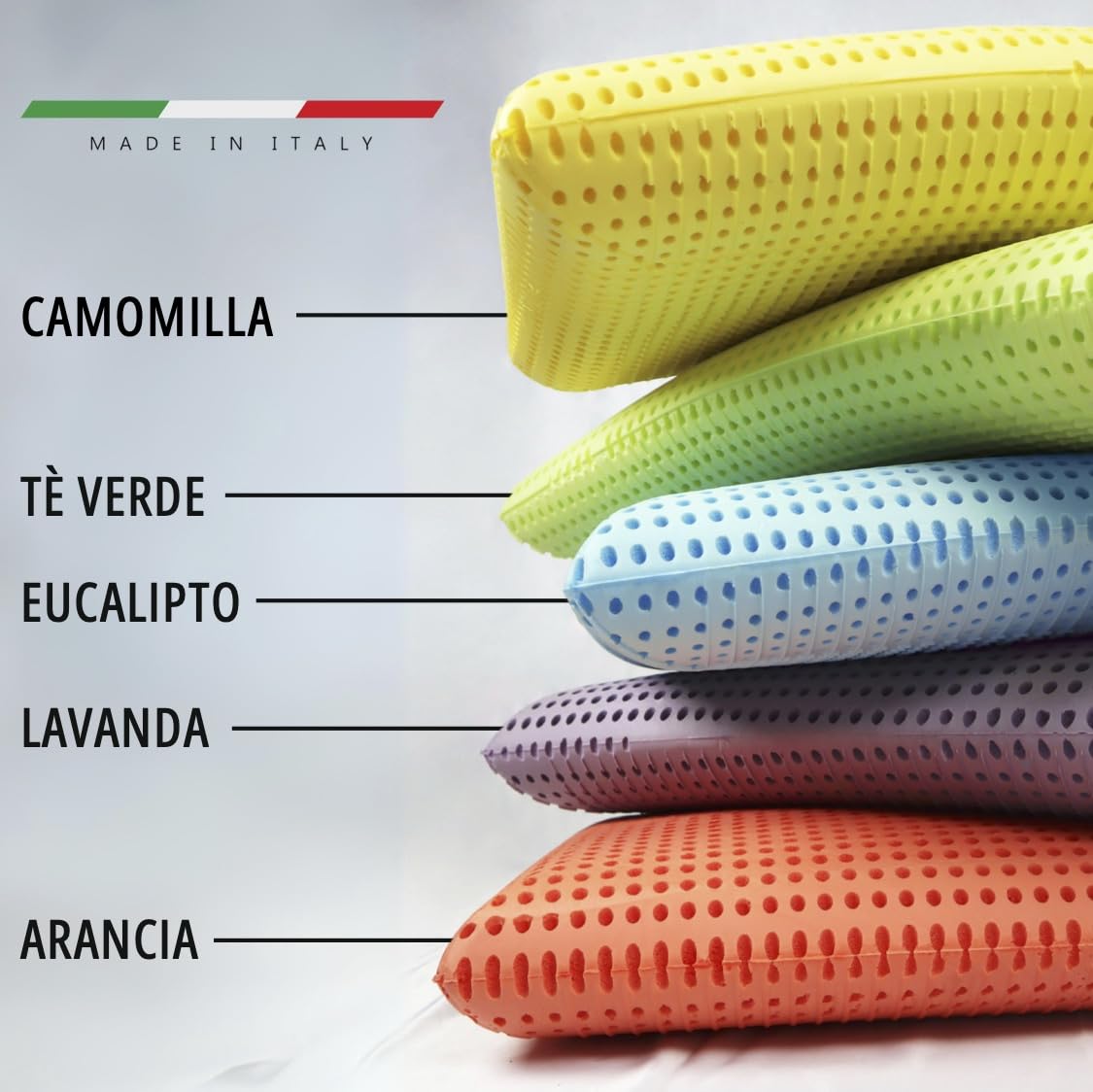 PASSION - Cuscino in memory foam, guanciale in memory foam, cuscini letto matrimoniale memory foam, cuscino cervicale antistress morbido e rinfrescante, 100% Made in Italy (Lavanda)