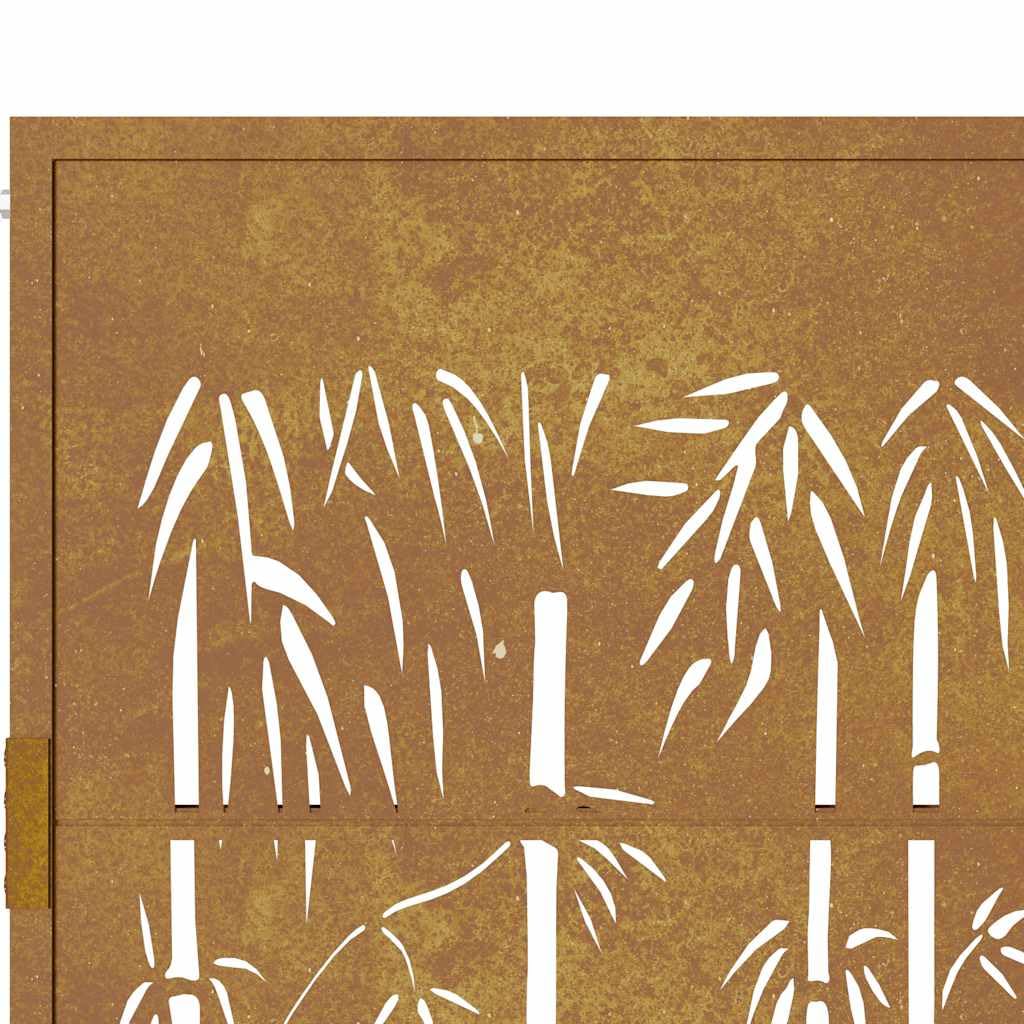 vidaXL Puerta de jardín Acero corten diseño bambú 100x125 cm, Puerta de Valla, Puerta de Exterior, Puerta de Metal, Puerta de Seguridad