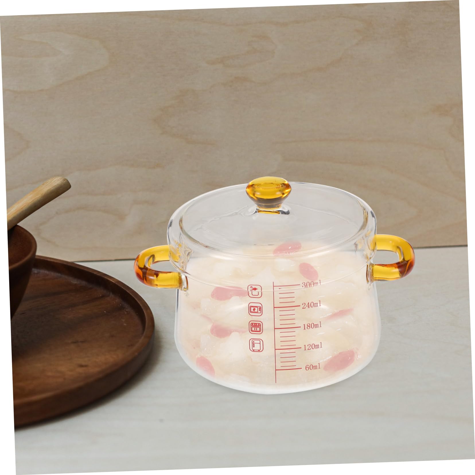 Alipis Glastopf mit Deckel zum Kochen Induktion 300ml Glas Kochtopf mit Doppelgriff Stabiler Struktur für Küche und Ofen Küche, Haushalt & Wohnen