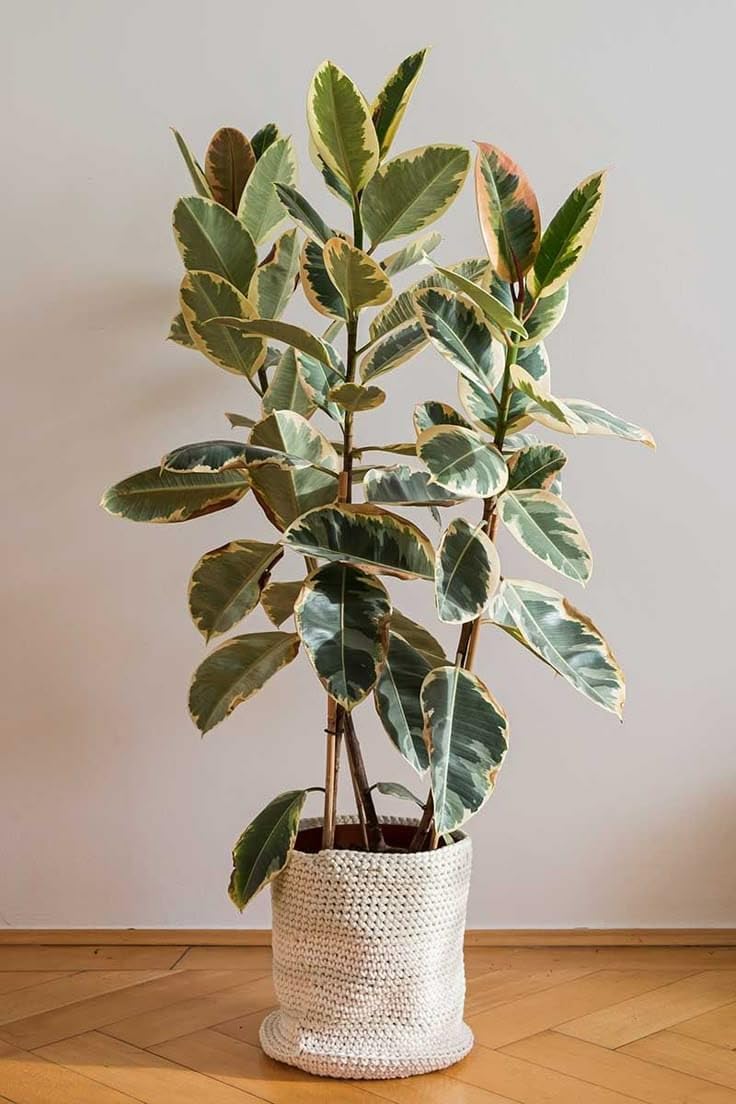 Ficus Elastica White Plant – Tineke Rubber Plant, Easy to Growing, Natural Air Purifier-image-29