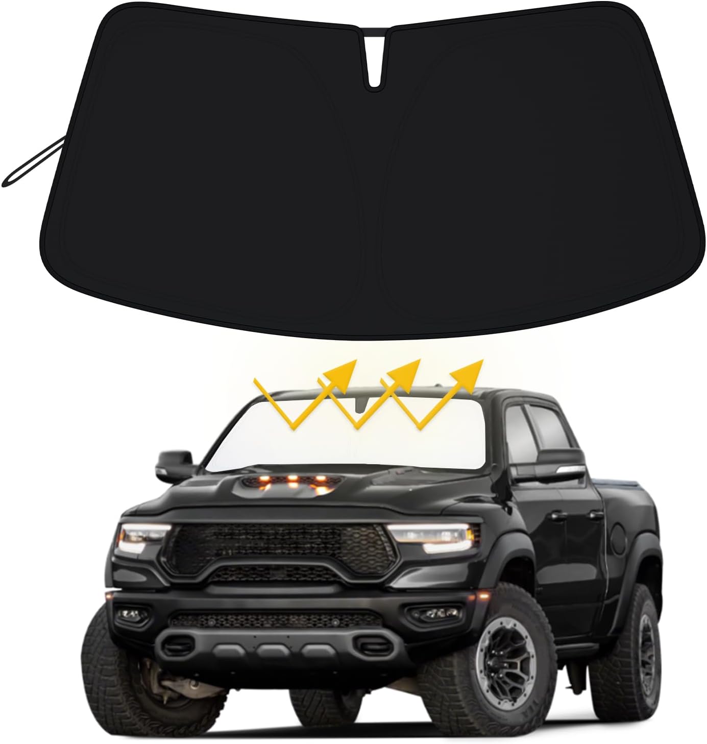 Premium Windshield Sun Shade for 2019-2025 2026 Dodge RAM 1500, Reflective 310T Material Front Window Sun Visor Blocks UV Rays Foldable Sunshade