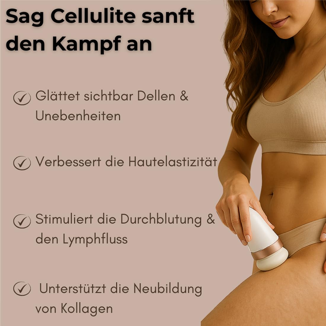 Vibrationsmassagegerät zur Hautstraffung, Anti-Cellulite & Muskelentspannung – kabellos & ergonomisch mit 3 Intensitätsstufen – ideal nach dem Sport, zuhause & unterwegs – für Frauen & Sportler