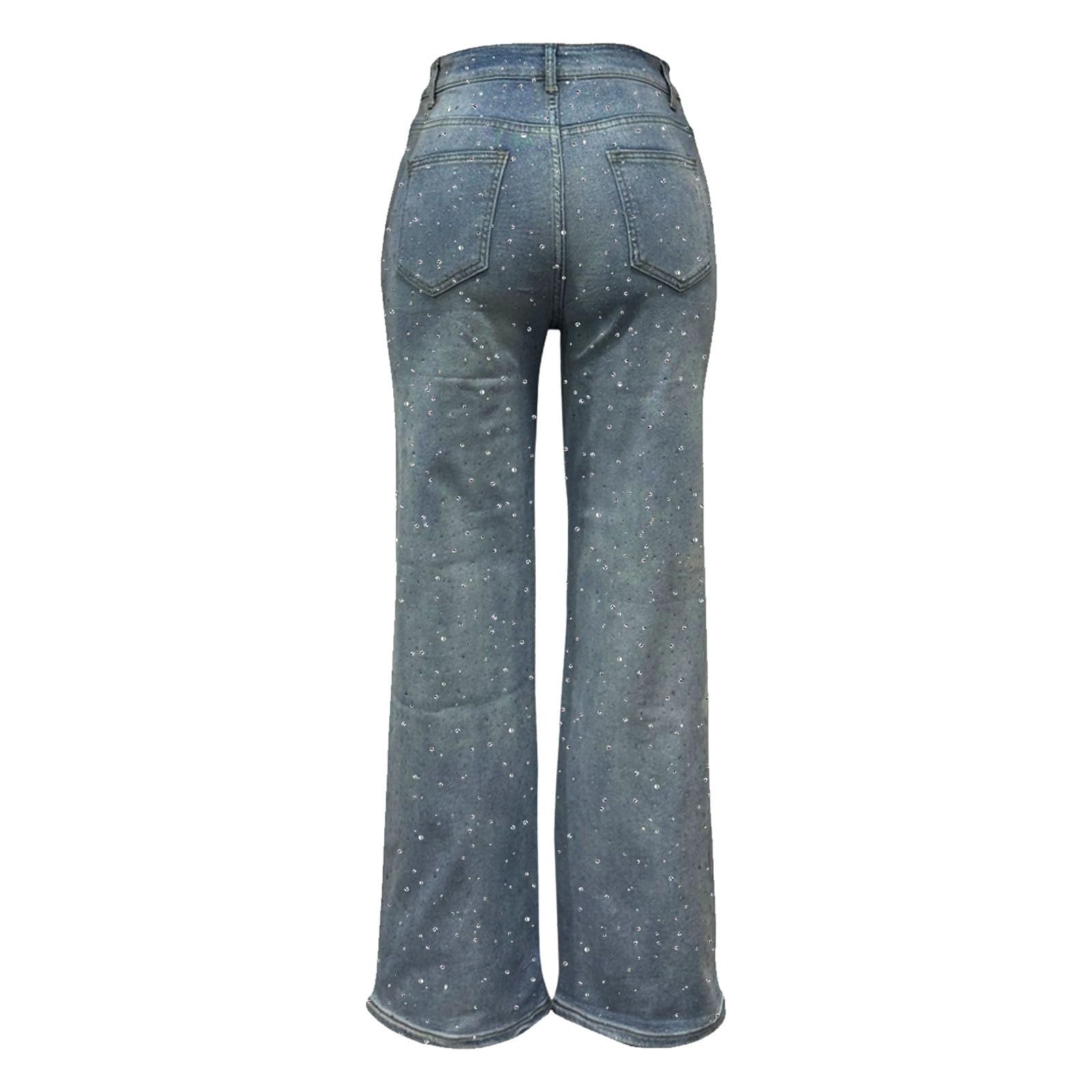 Pantalones Vaqueros Anchos Mujer Pantalones Vaqueros Rectos de Cintura Alta con Lavado de Imitación y Acabado Desgastado para un Estilo Casual Moderno