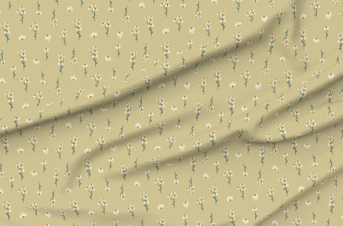 Spoonflower Fabric - Beige Botanical Daisy Flowers Spring Watercolor Floral Petals Country Printed on Minky Fabric Fat Quarter - Sewing Baby Blankets Quilt Backing Plush