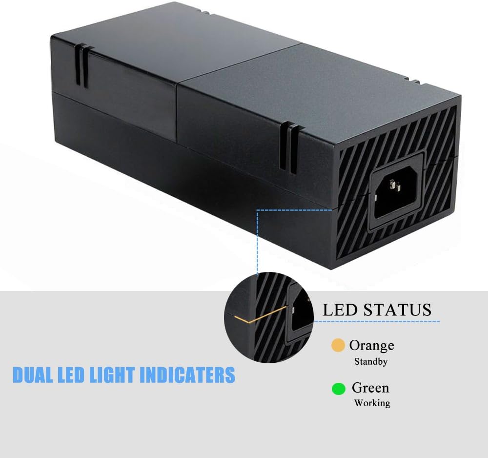 Power Supply Brick for Xbox One, AC Adapter Replacement Charger Cord for Xbox 1 Advanced Quite Version Auto Voltage 100-240V