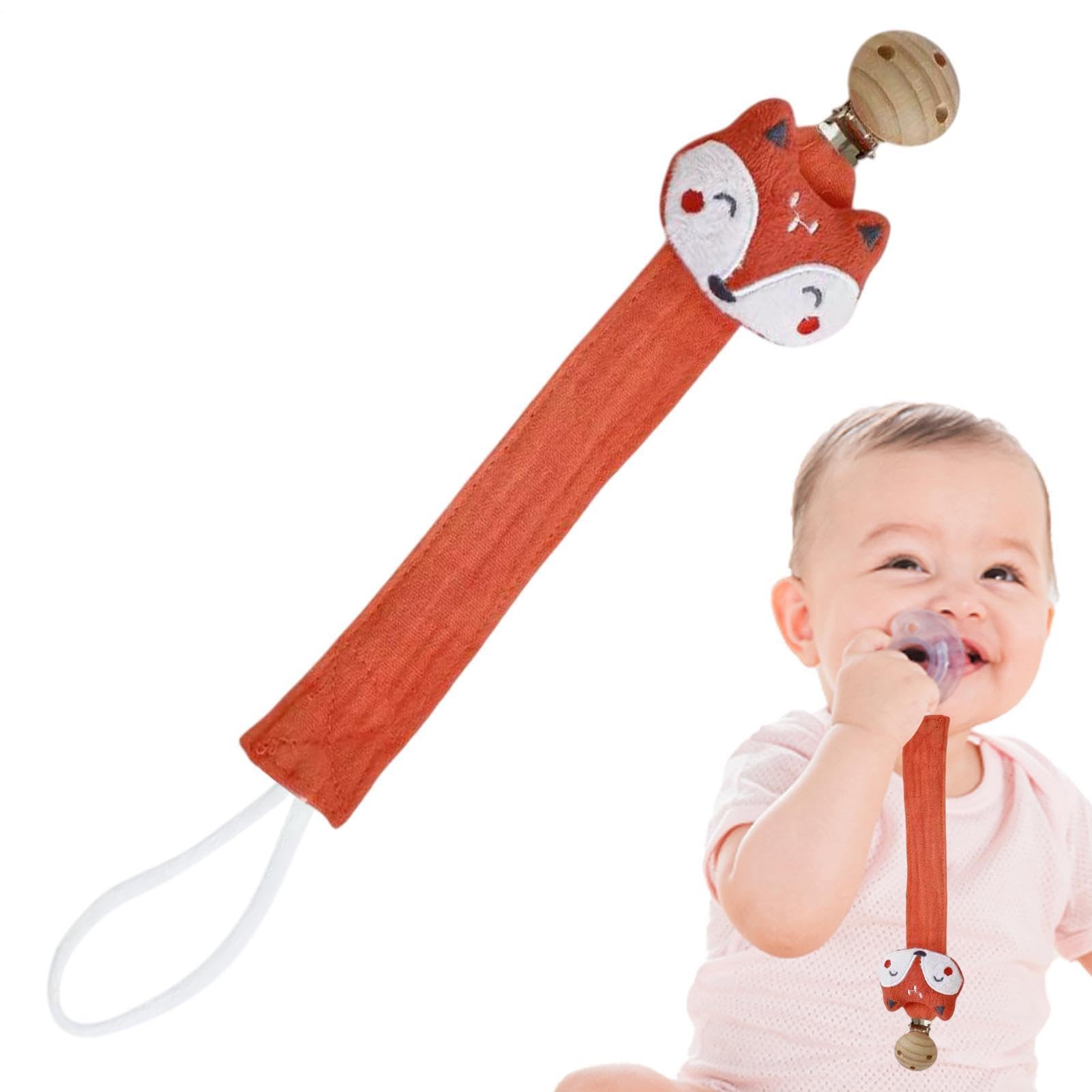 Pacifier Holder - Teething Ring Strap for Pacifiers | Animal Shaped Anti Lost Holder, Soft Silicone, Teether and Hiccup Towel Clip Holders 27x7x3cm/10.63x2.76x1.18 Inches — view 13