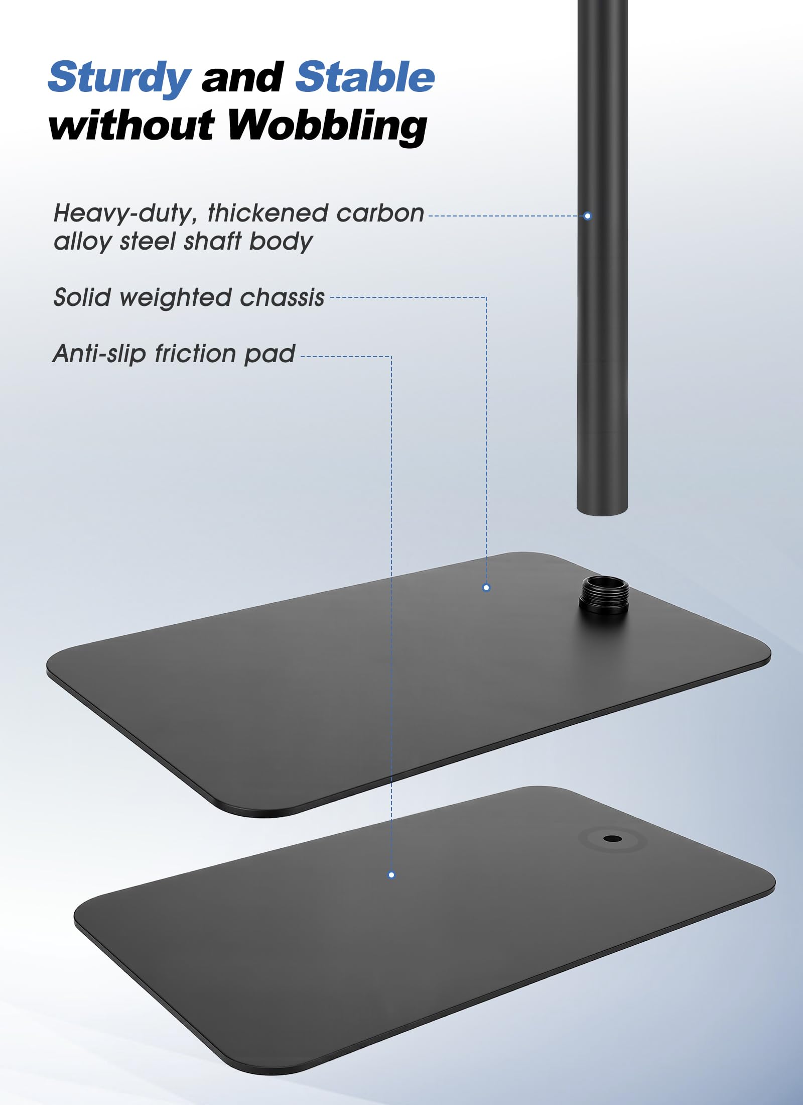 Gugxiom Supporto per proiettore, orientabile a 360°, altezza regolabile 60-120 cm, compatibile con proiettore a vite da 1/4", supporto da pavimento nascosto per home theater, ufficio (modello da