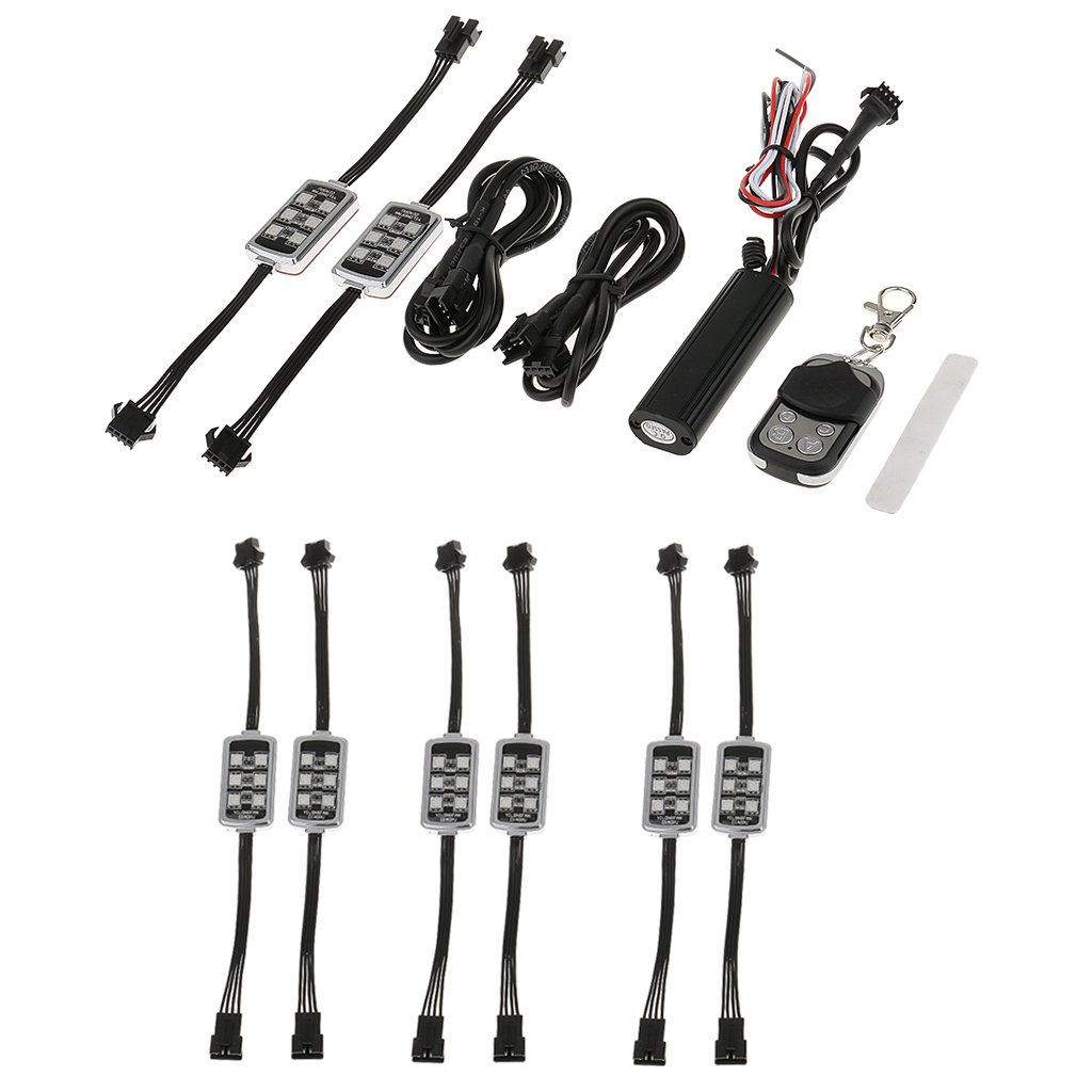 Magicdeal 8pcs 7 Colors LED Neon Strip Underglow Car Motorcycle Body Glow Light Kit