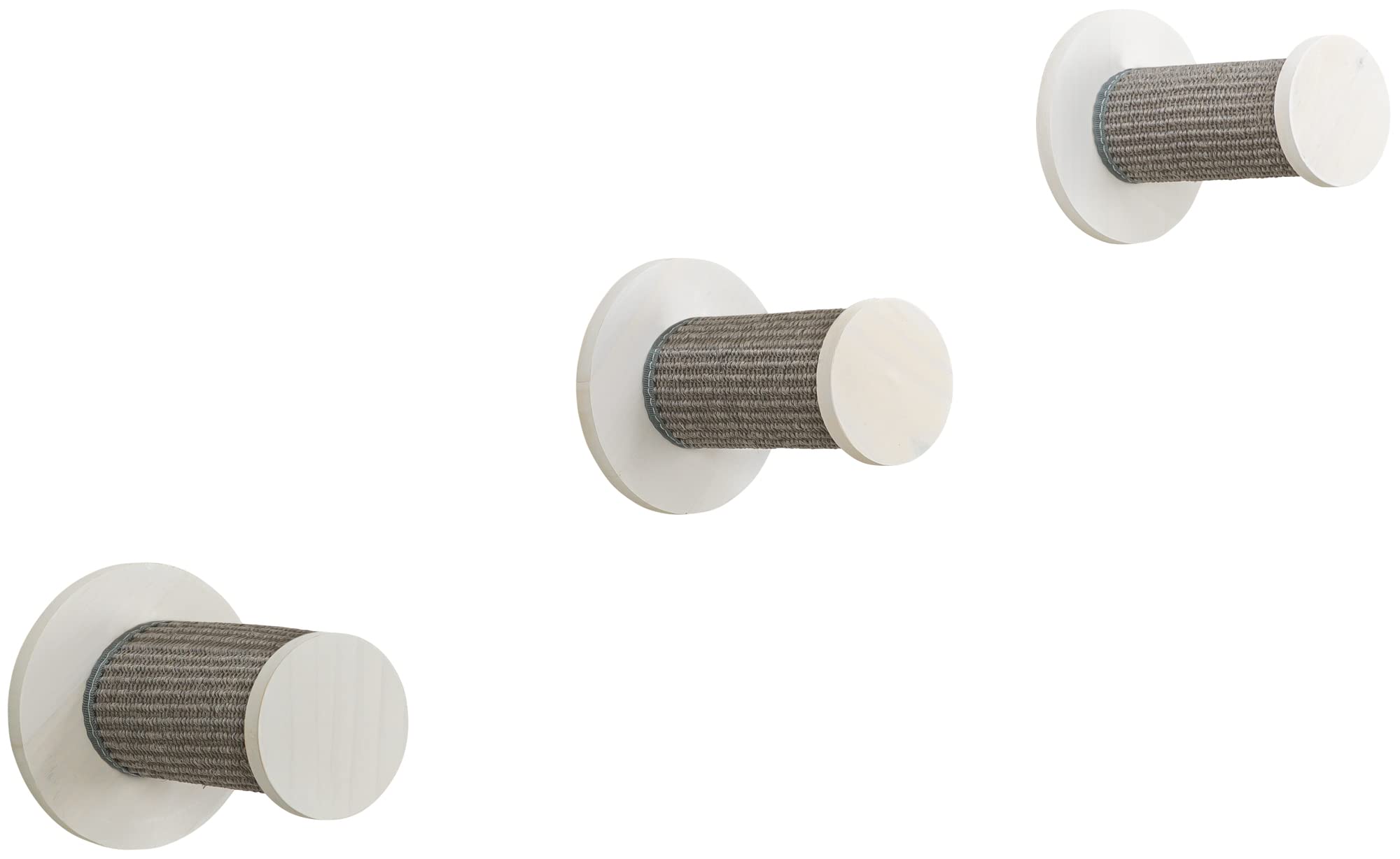 Trixie Cat Wall Furniture Set 3 - Cat Wall Scratcher and Climbing Shelves - Sisal Rope Scratching Posts - 3 Elevated Steps - Gray/White