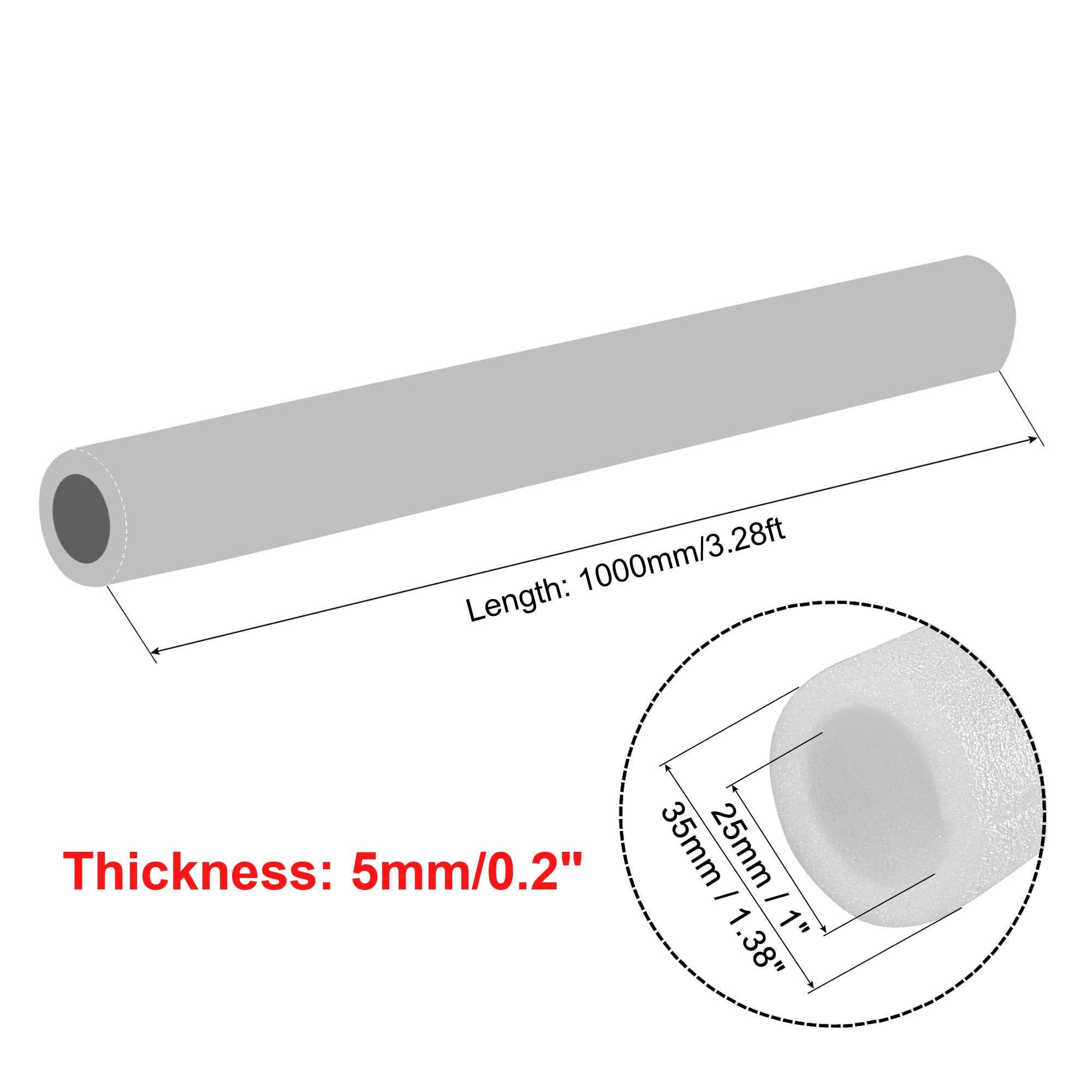 sourcing map Paquet de 4 Mousse Tube Éponge Manchon 1000mm/3,28 pieds