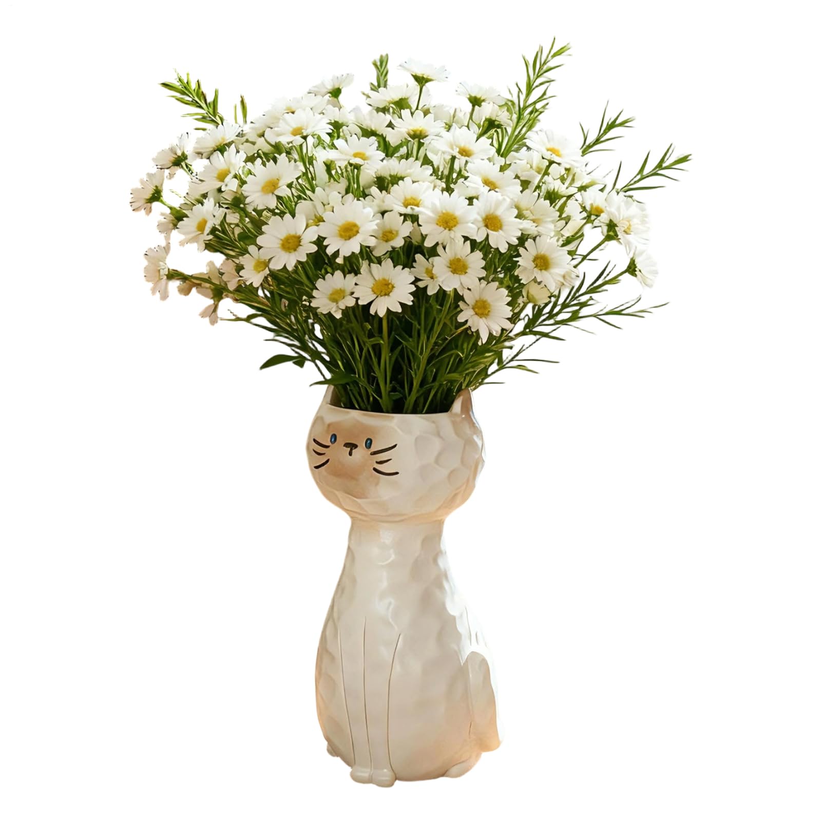 Jarrón de resina con diseño de gato para flores secas en el salón