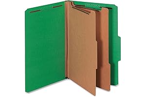Legal-Size Emerald Green Pressboard Classification Folders with Six Sections