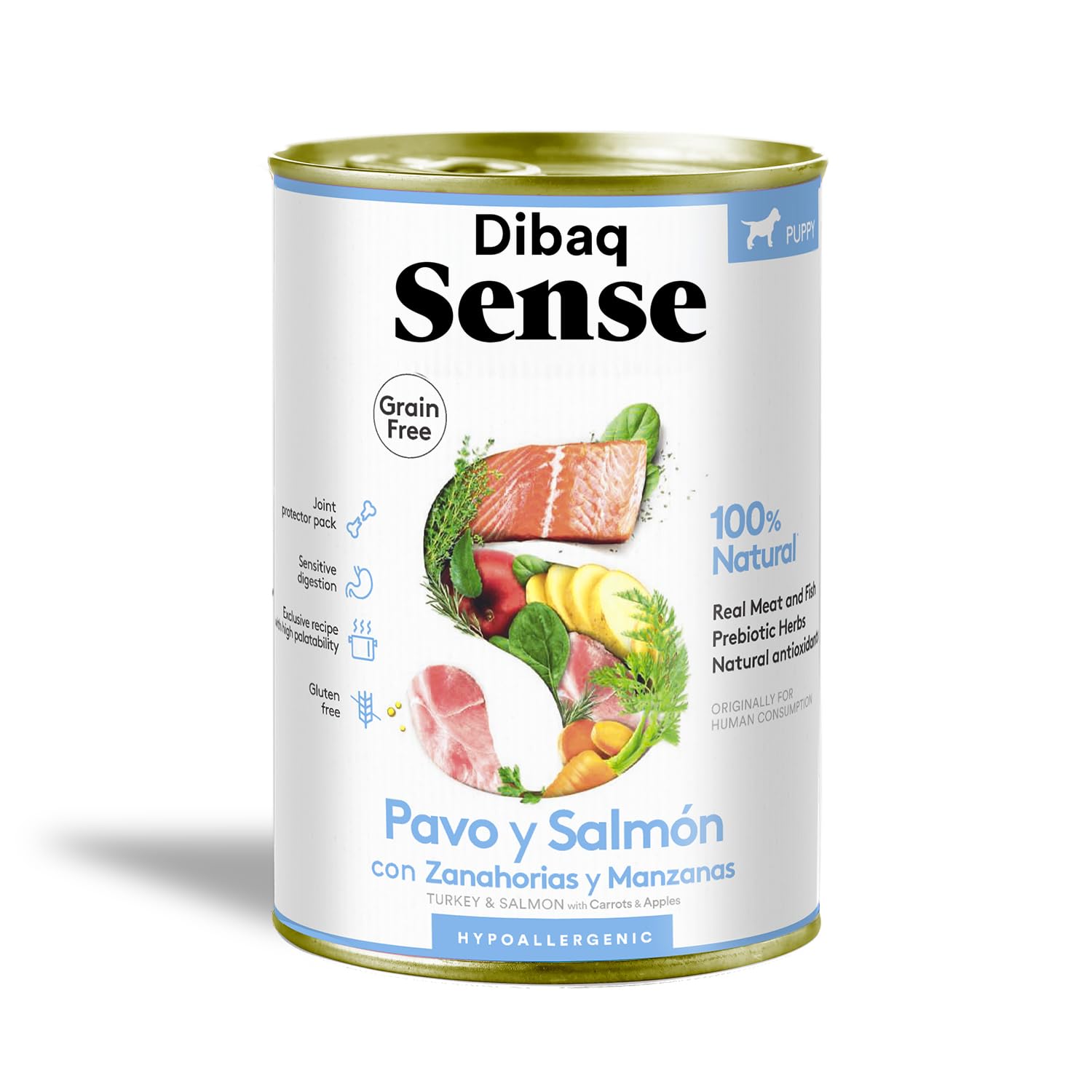 Dibaq Sense Grain Free Salmón y Pavo Cachorros, 12 uds x 380 gr