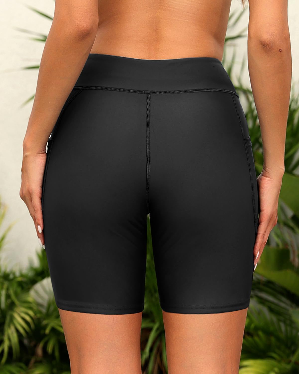 Holipick Women Plus Size Swim Shorts - 7" High Waisted Swim Bottoms with Pockets Biker Shorts Tummy Control Boy Shorts - Image 3