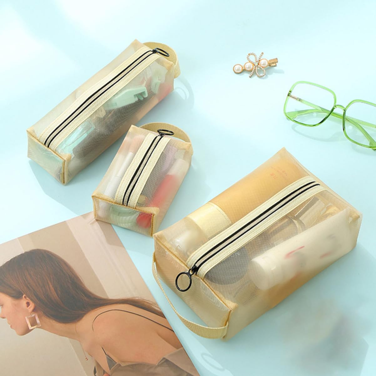 Housoutil 5 Juegos De Neceseres De Maquillaje Organizador Pequeño De Viaje para Niñas Neceser Multicompartimento.