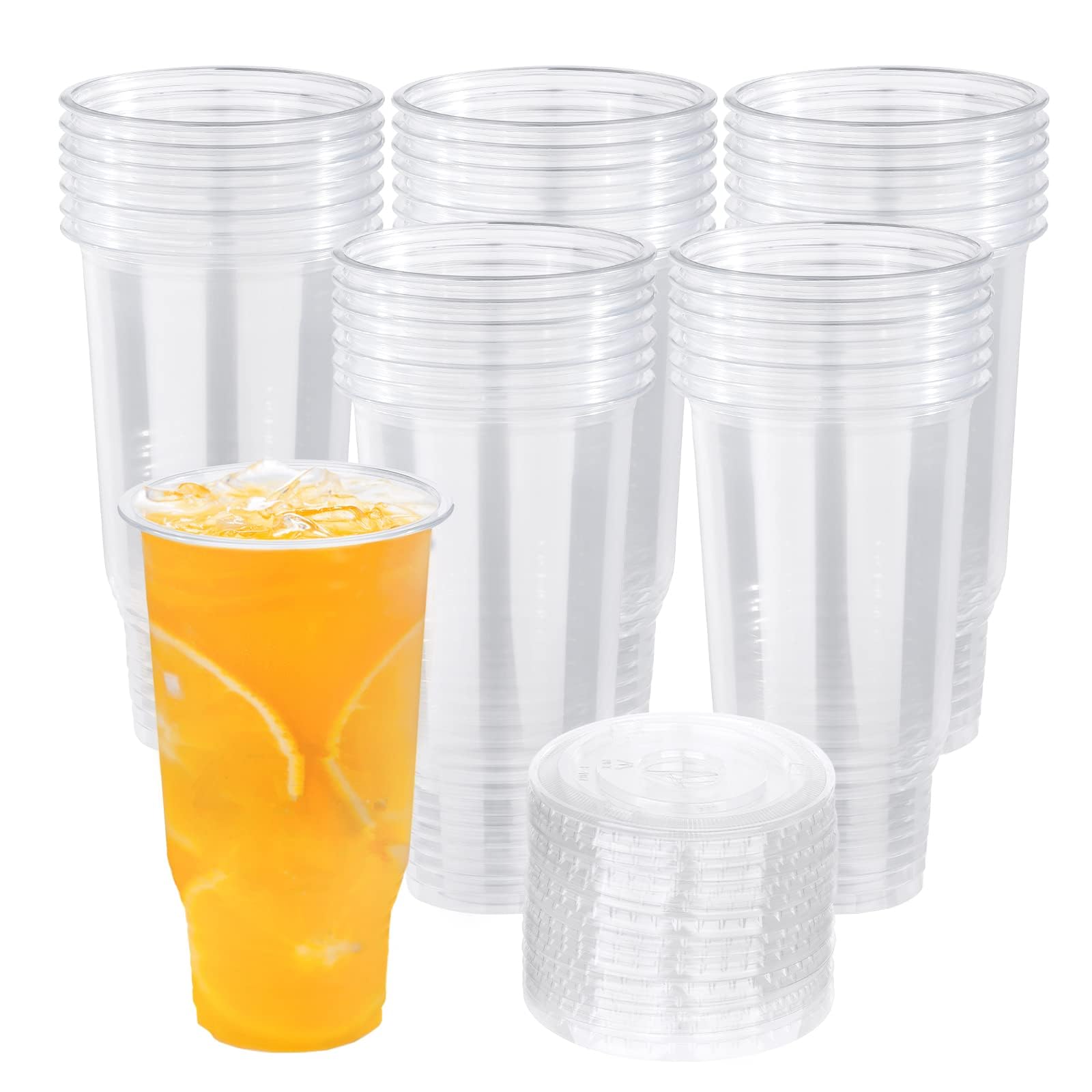 Prgery 32 OZ Disposable Plastic Cups, Clear Plastic Cups, Travel Cup, Extra Large Capacity Party Cups for Camping and Picnics, Suitable for Most Car