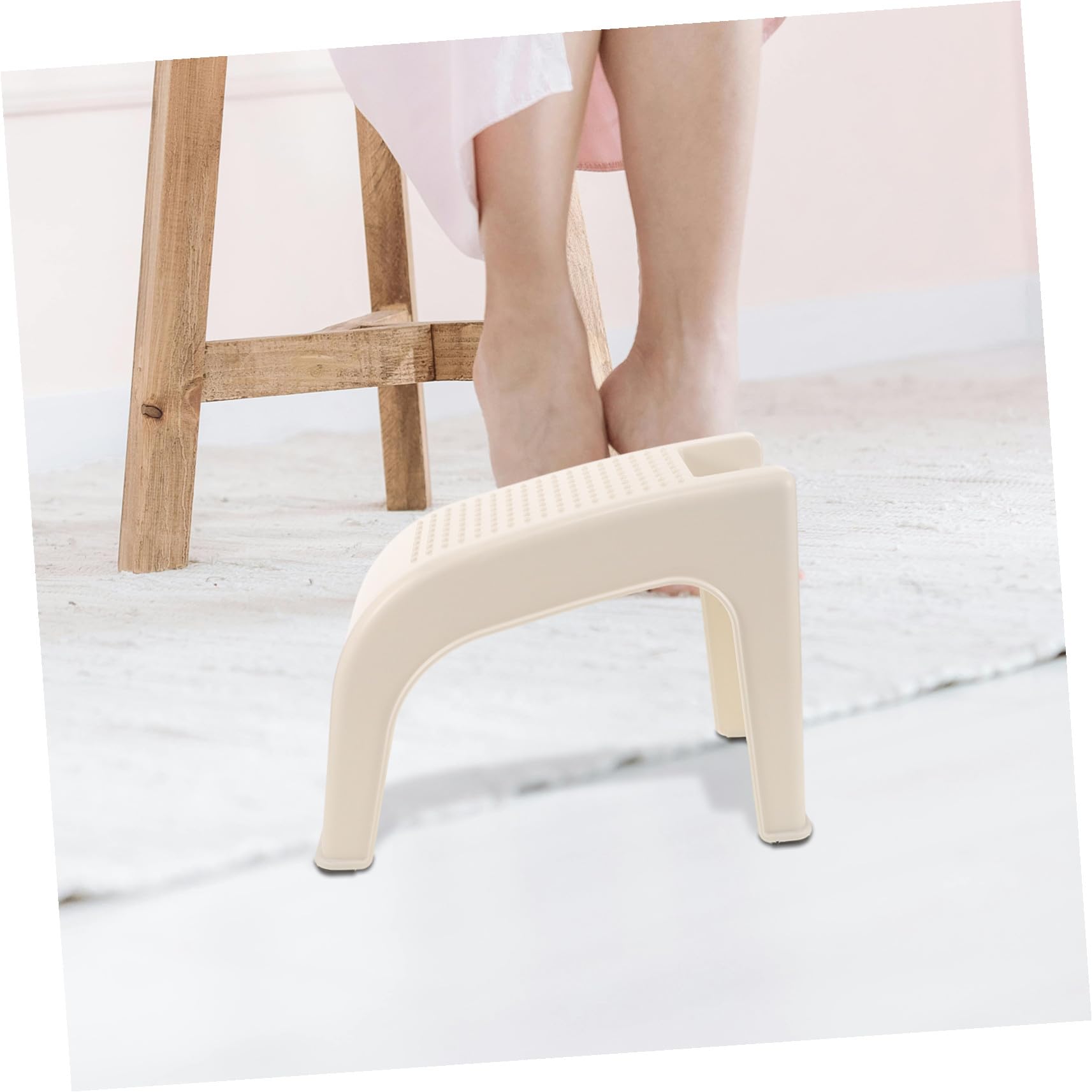 Minimalistischer Weißer Fußhocker aus Kunststoff Tragbare rutschfeste Fußstütze für Maniküre und Pediküre für Badezimmer und Heimgebrauch