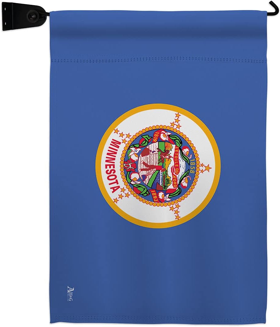 Minnesota Garden Flag Set Wall Holder Americana States USA American Territories Republic Country Particular Area Small Decorative Gift Yard House Banner Made In 13 X 18.5
