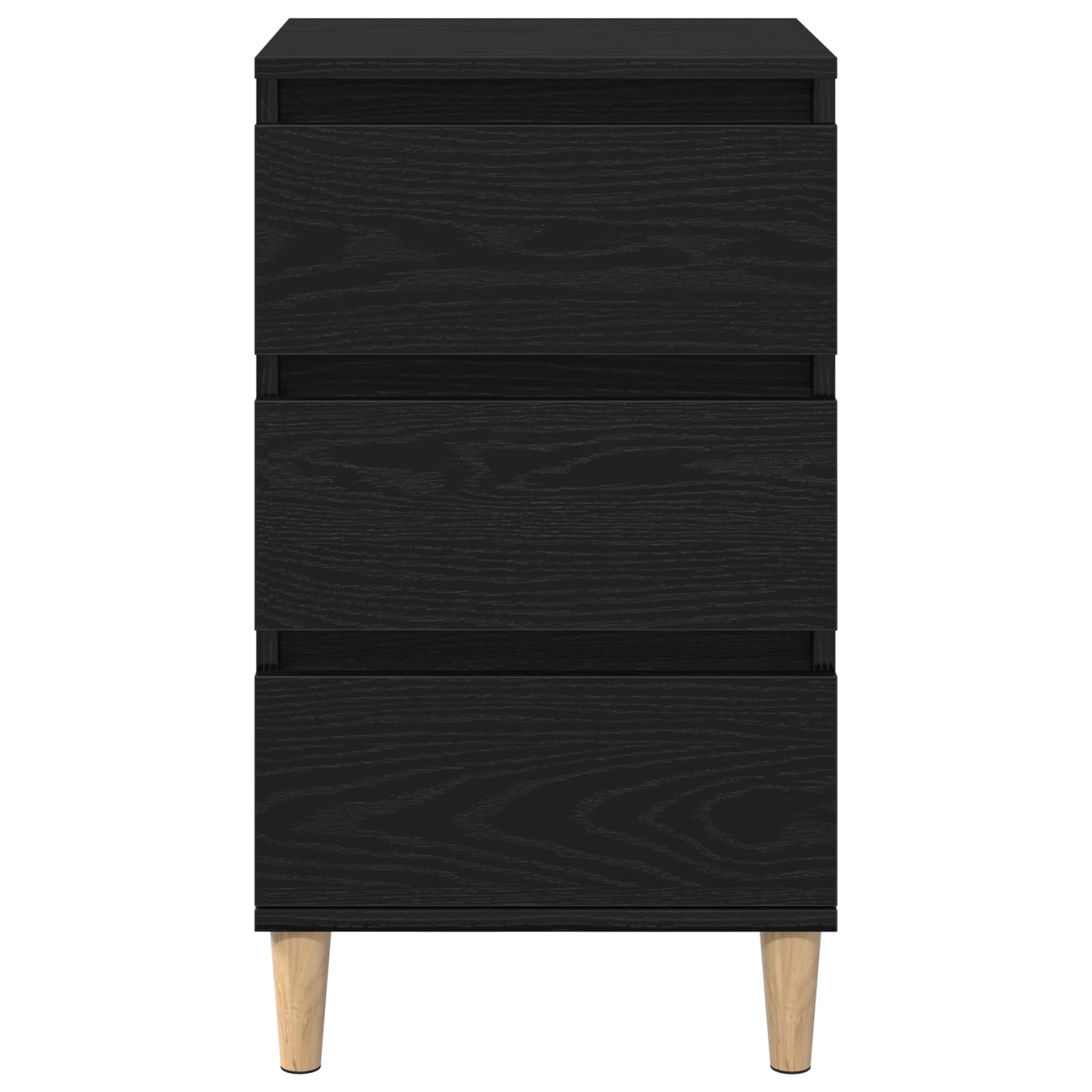 Moderner Nachttisch mit 3 Schubladen in schwarzem Eichenfinish - Robuster Holzwerkstoff, minimalistisches Design und praktischer Stauraum für Schlafzimmer, Wohnzimmer und Büro