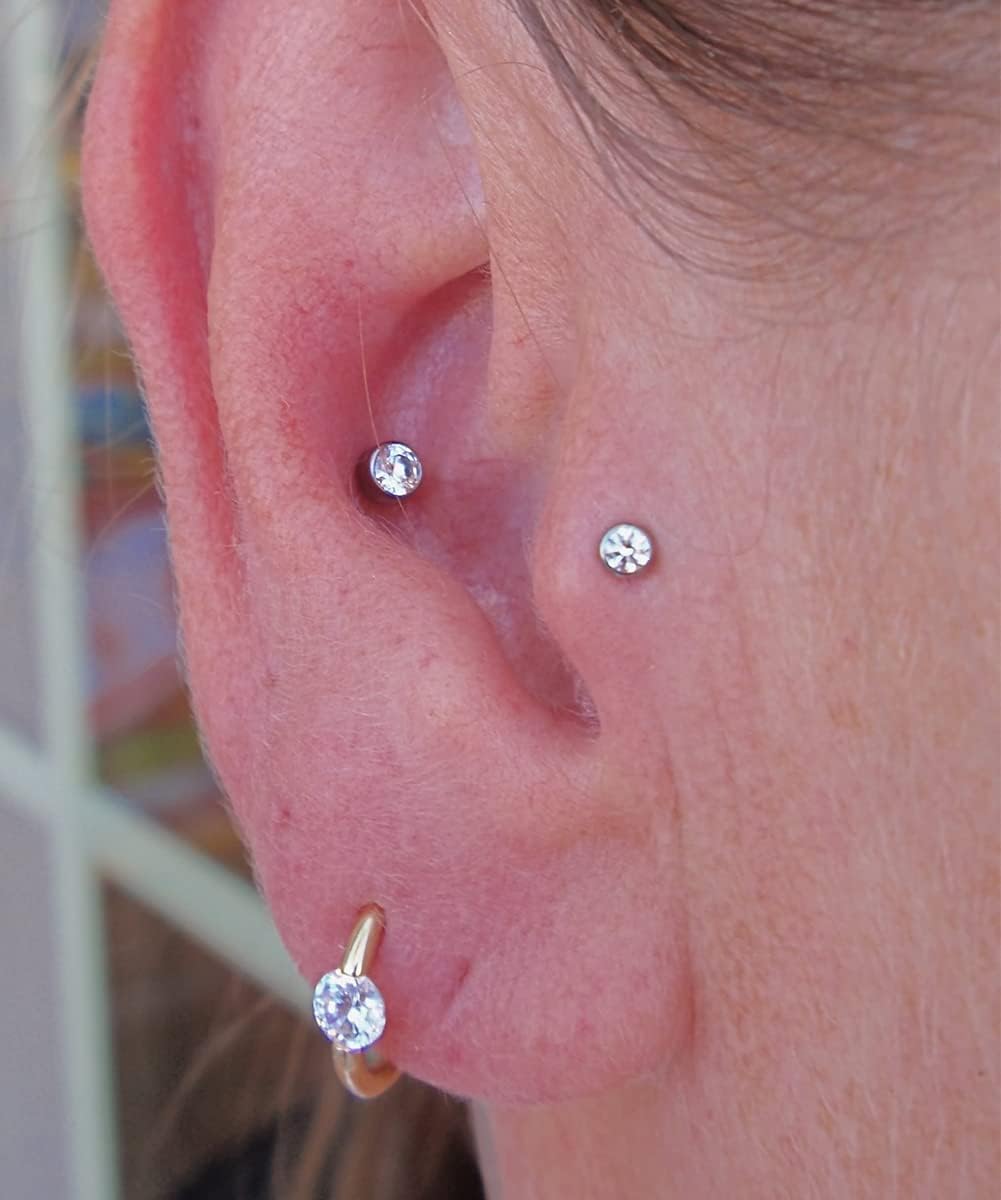 MODRSA 20g 16g Tragus Piercing Jewelry Helix Earrings Threadless Flat Back Earrings for Women Forward Helix Cartilage Earring Tragus Jewelry Medusa Labret Lip Piercing Jewelry Lip Studs 16 Gauge 8mm - Image 5