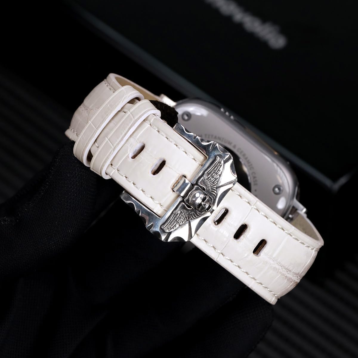 luxury Himalaya Crocodile skin Retro style 925 silver Skeleton Buckle for Apple Watch Band Ultra1 2 49mm for iWatch123456789 se10s11 46mm45 leather 42woman mens44