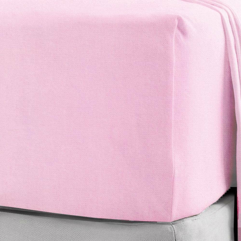 POSHLIVING Pink Single Flannelette Fitted Sheets Or Pillowcases 100% Brushed Cotton Thermal Luxury Soft and Cosy Bedding 25cm/ 10" Deep Pocket Fitted Sheets (Pink, Single)