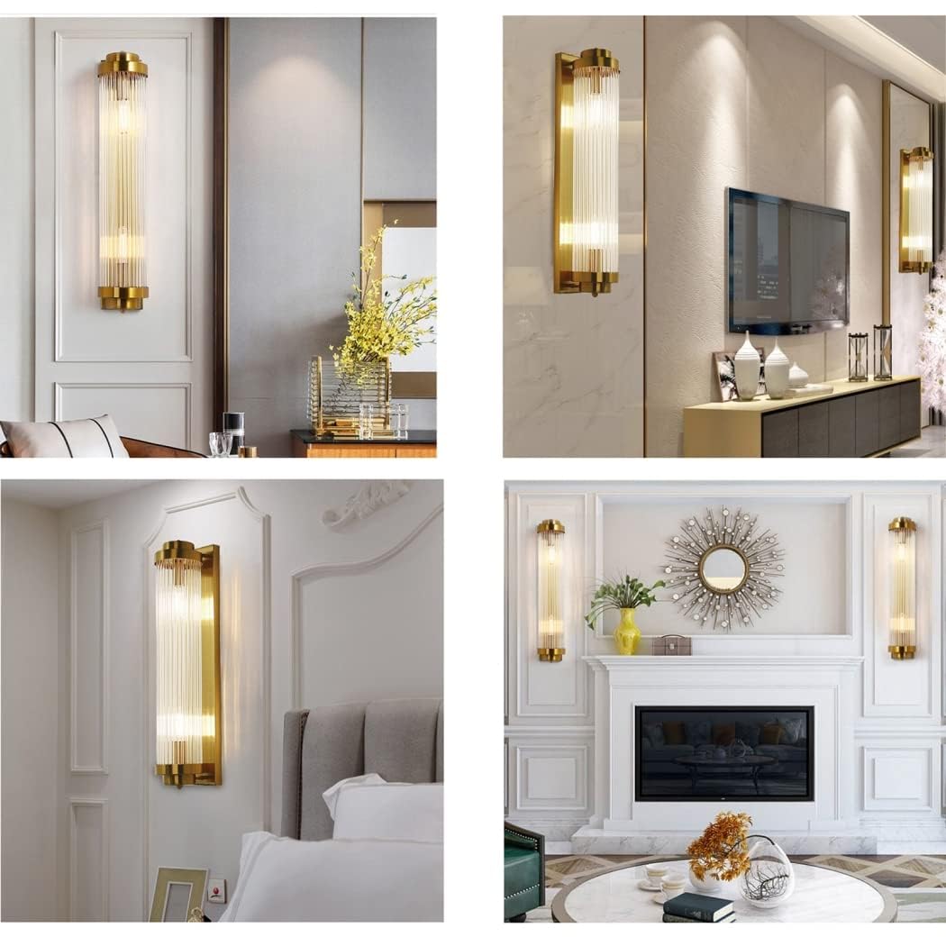 Lampada da Parete Interno in Cristallo Classico Applique LED da Parete Camera da Letto 60 cm, E14