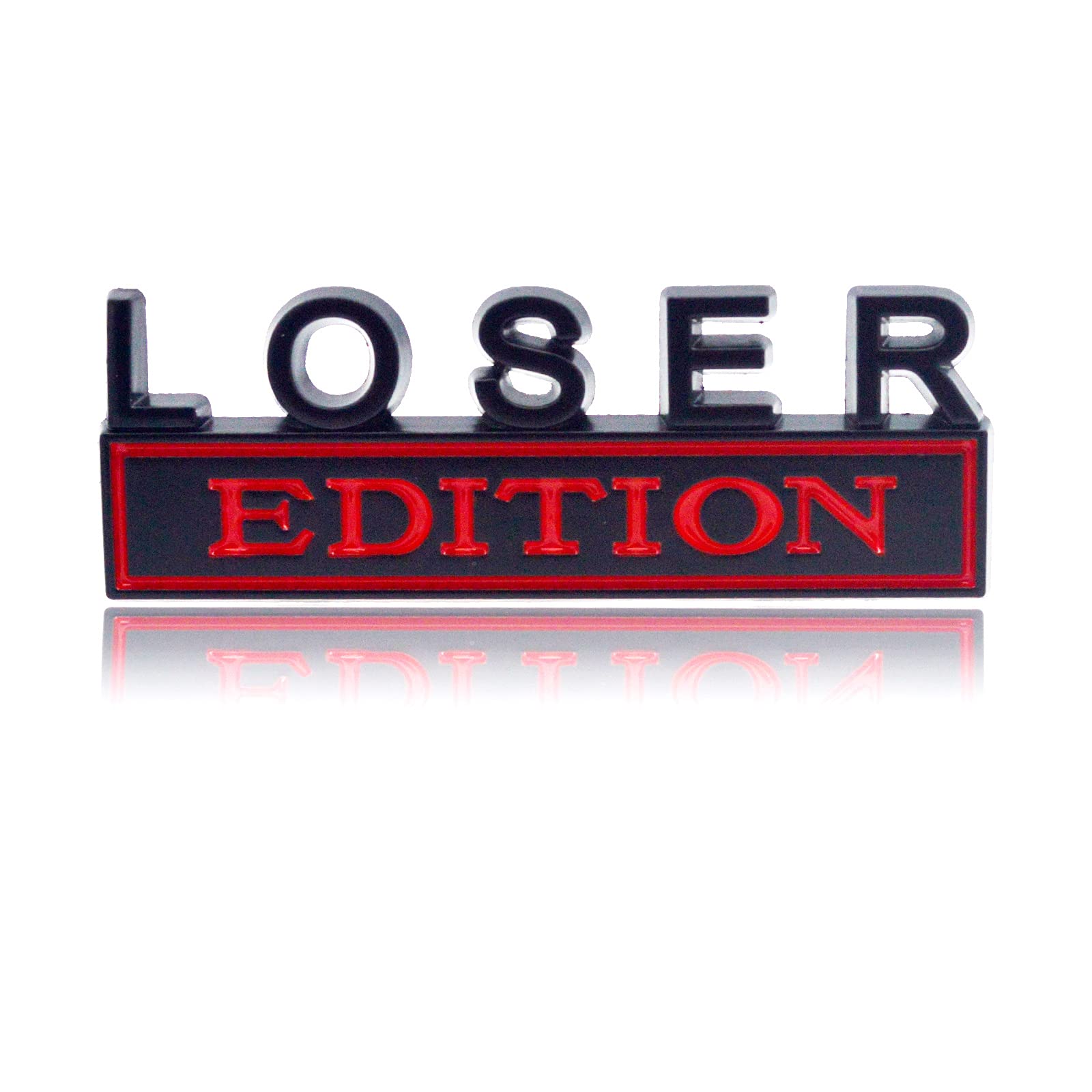 GeeGeeTop Universal Lose Edition Emblem Sticker Replacement Car Truck SUV Compatible with Ford F150 Jeep Dodger Chevrolet Chevy Silverado Badge Tailgate Badge Front Grille Hood Trunk (Black+Red)