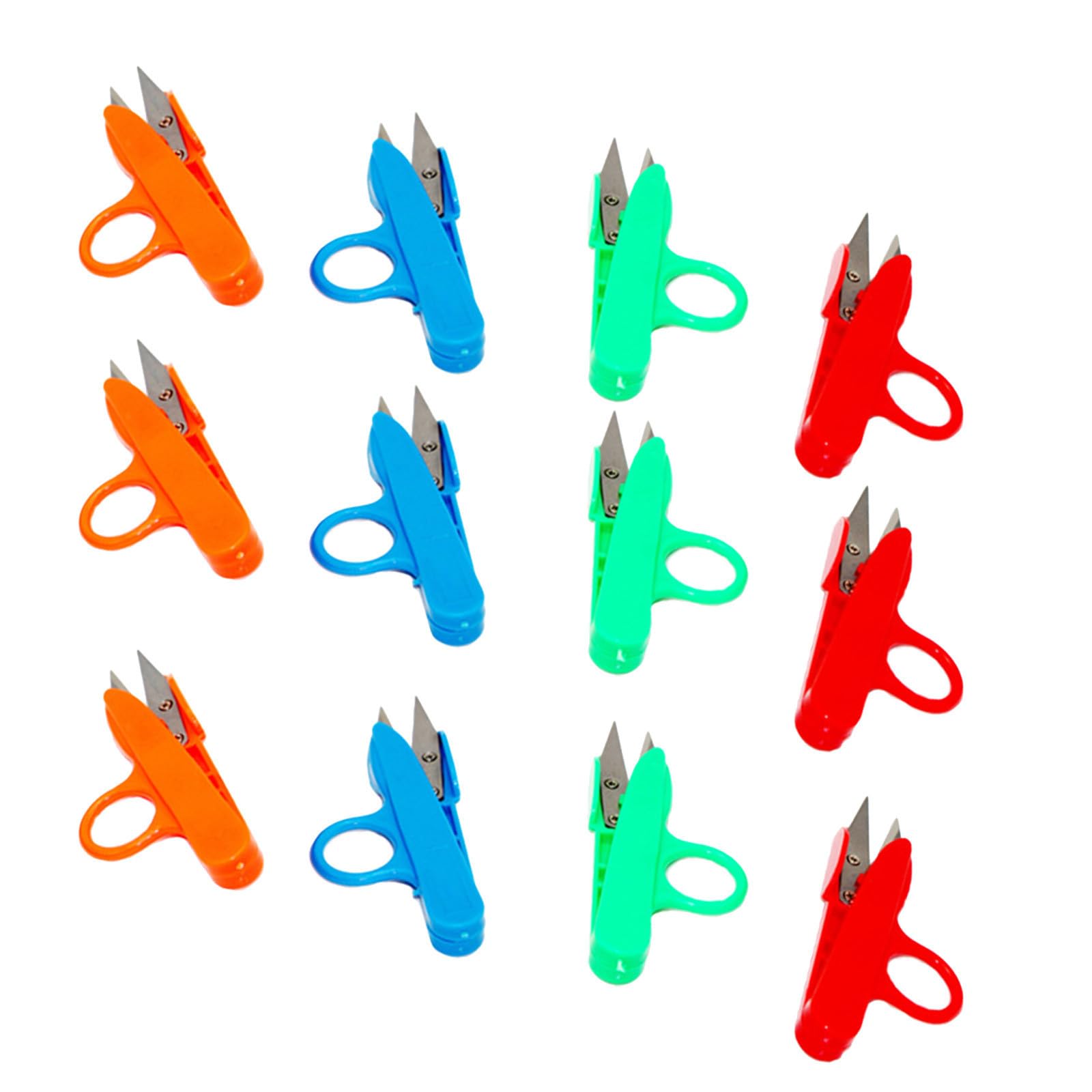 Mikikit 12 Tijeras Multiusos de Acero Alto Contenido de Carbono y Mango de Plástico, Cortadores de Hilo Portátiles y Fáciles de Usar para Sastrería y Recorte Color Color Aleatorio