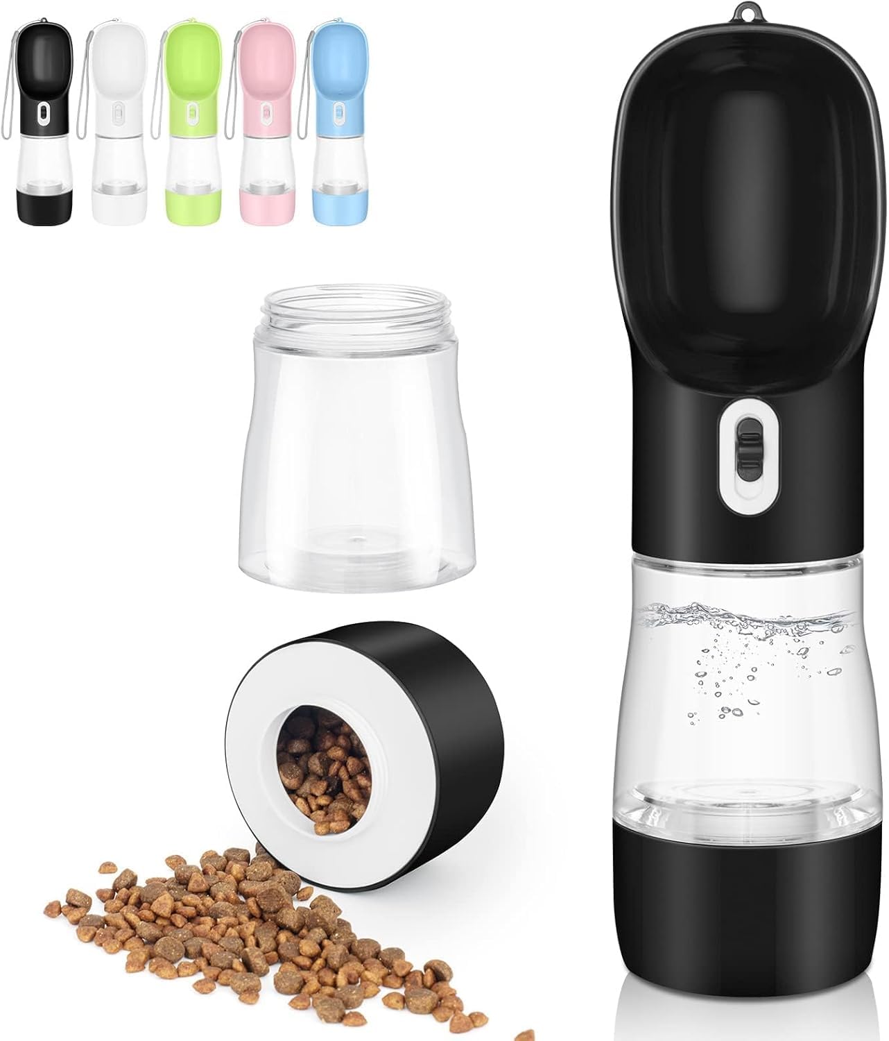 Dog Travel Water Bottle,Portable Dog Water Bottle Pet Drinking Bottle Drink Cup Dish Bowl Dispenser for Walking Traveling Hiking, Multifunctional Outdoor Water&Food Bowl for Dogs and Cats (Black) — image 1