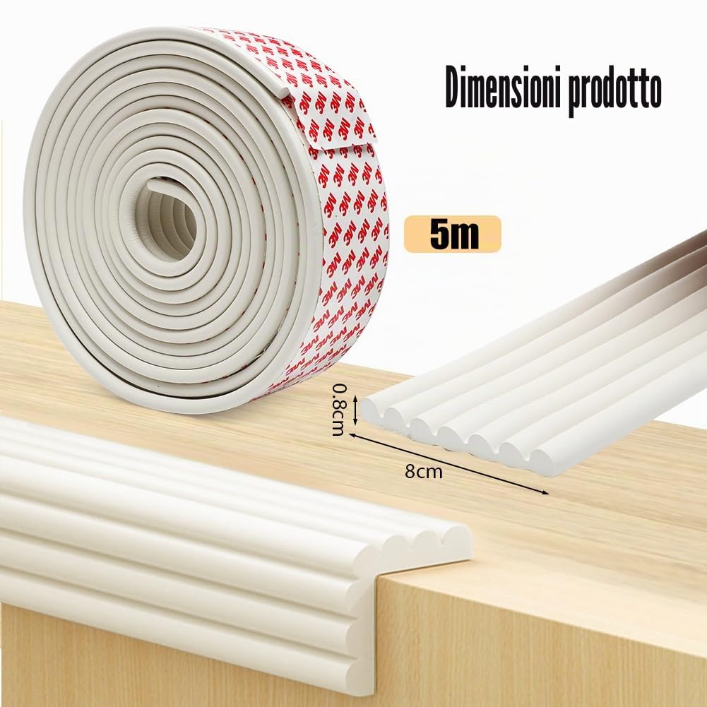 RANJIMA Universale Protezioni 500cmx80mmx8mm, Multiuso Schiuma Protezioni per Bordi Autoadesivo Sicurezza dei Vostri Bambini e Neonati, Protettiva Antiurto Bordi Protettivi Angoli delle Pareti,Mobili