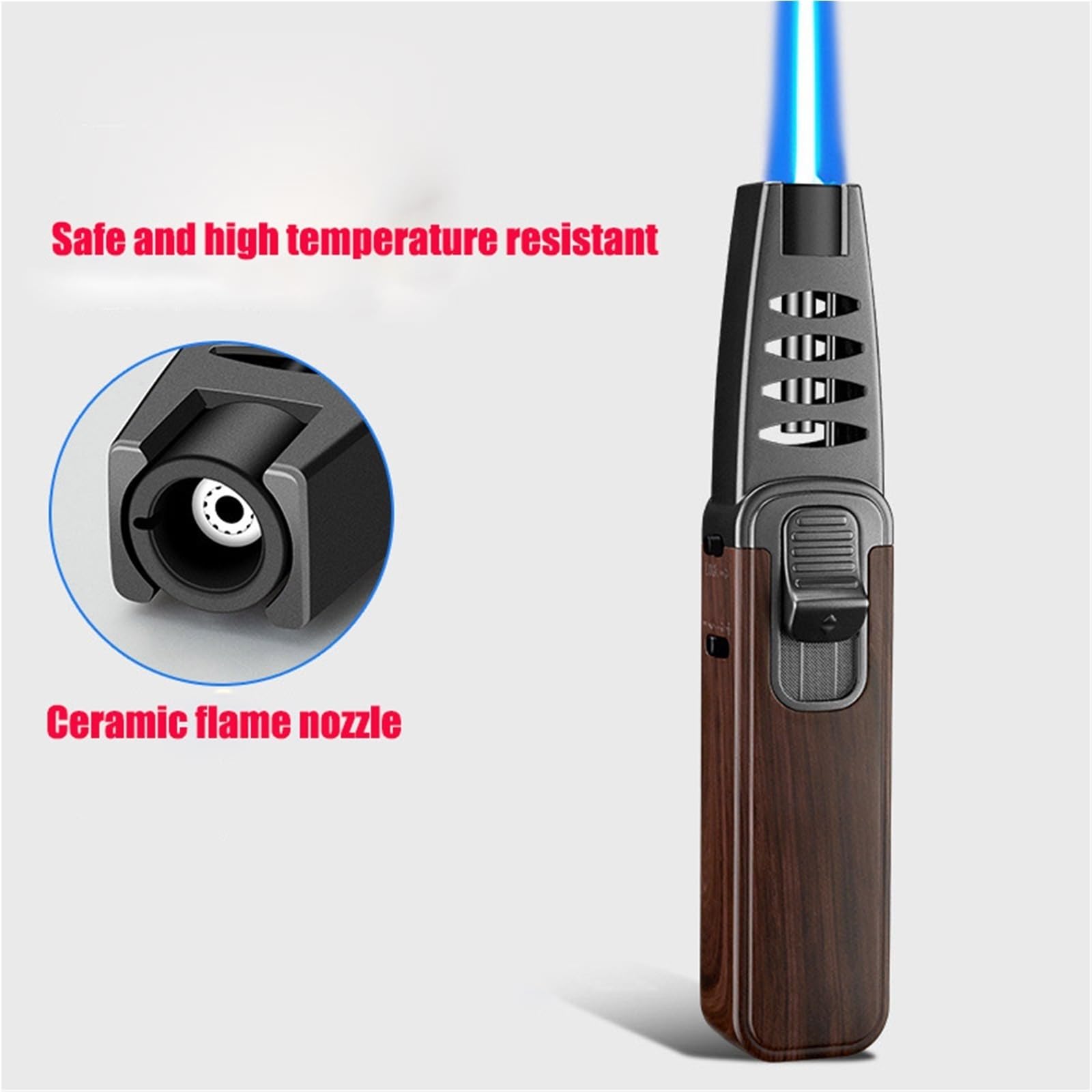 Encendedor de llama de butano recargable, ajustable, resistente al viento, para cocina y exteriores, para barbacoa, camping, horneado, gas no incluido