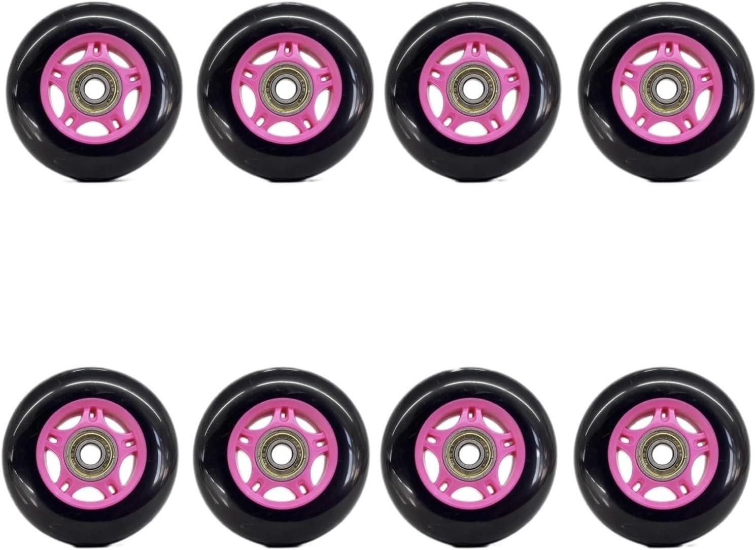 Inline Skate Wheels 8-Piece PU Replacement Wheels 76mm(3") with ABEC-7 Bearings, PP+PU Material Fit Inline Skates/Kids Scooters/Strollers/Luggage(Black)