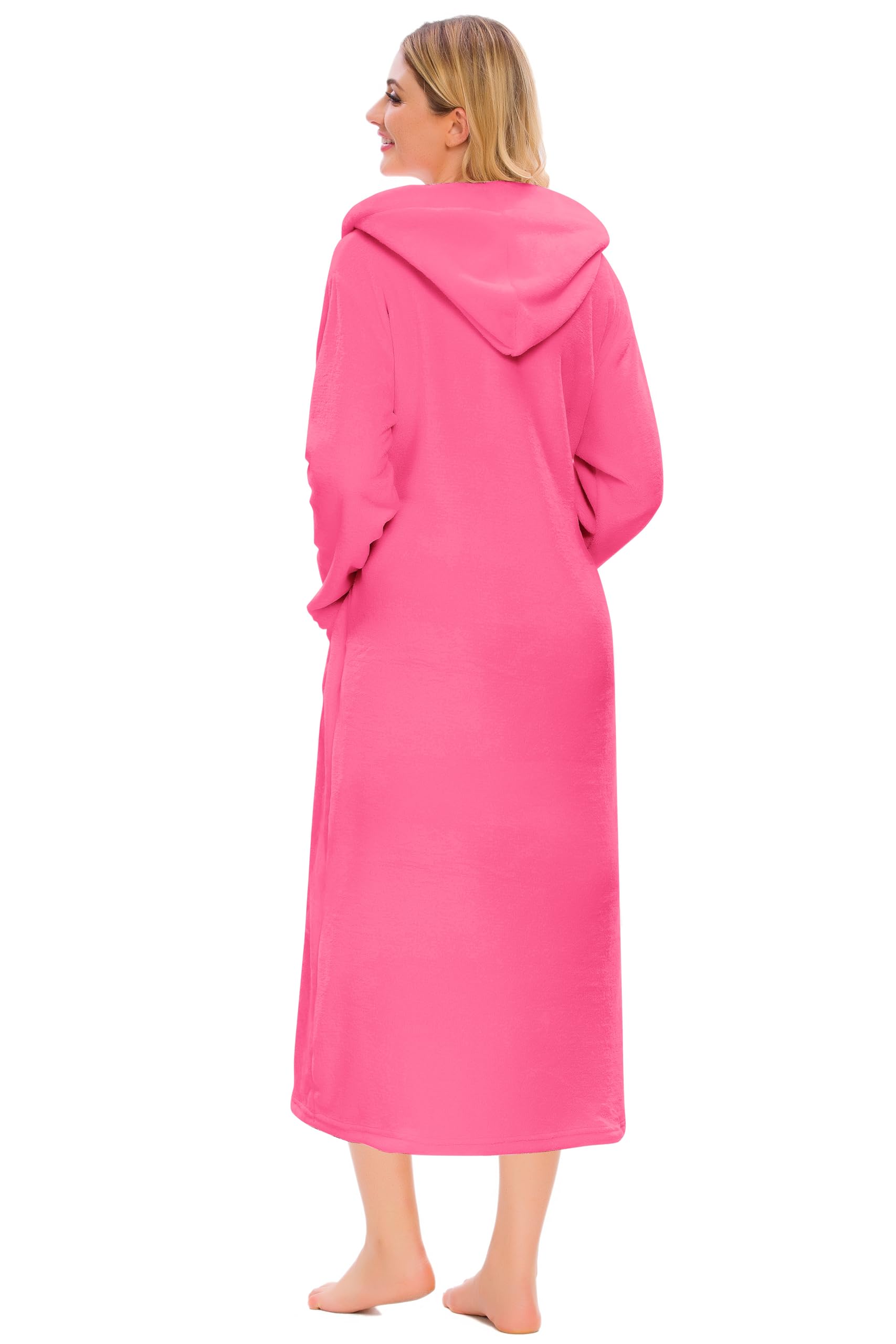 Umeyda Bademantel für Mädchen und Frauen, Fleece, mit Kapuze, weich, flauschig, warm, flauschig, für Kinder und Damen