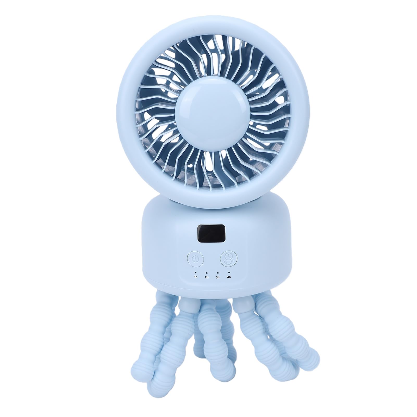 RIZGHWOY Ventilatore per Passeggino, Ventilatore da Scrivania con Clip a Forma di Polipo, Rotazione a 360 Gradi Portatile Ricaricabile con Timer per Esterno e Campeggio