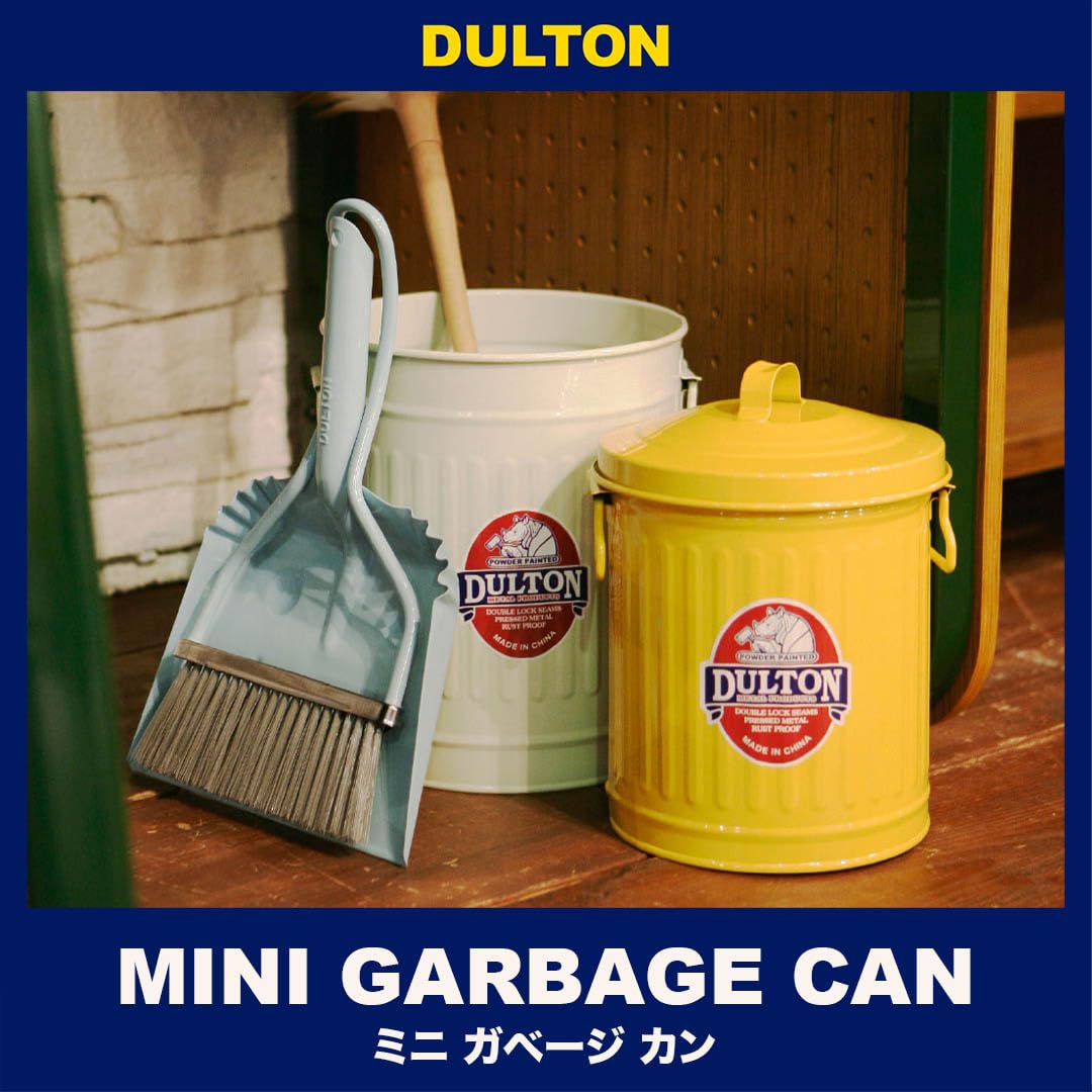 Dulton Mini Garbage Can Small Size 3.5L Blue Would Use Things That You Think Things to Put Trash is Beautiful, Trash Can with Lid, Tin Can Height 9.4 inches (240 mm), Diameter 7.3 inches (185 mm),