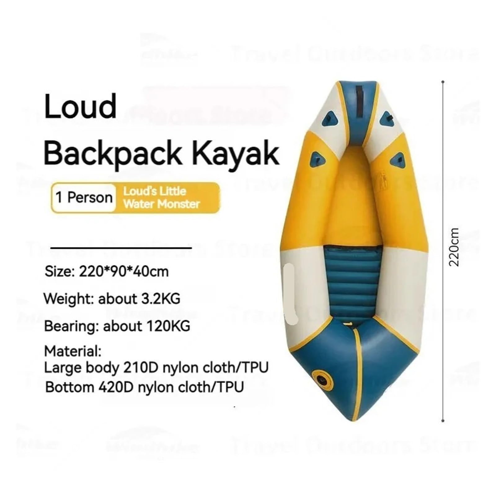Gonfiabile Kayak Canoa Singola Doppia Barca a remi Sport acquatici Pesca Moto d'acqua 1-2 posti a sedere 210D Nylon alla deriva