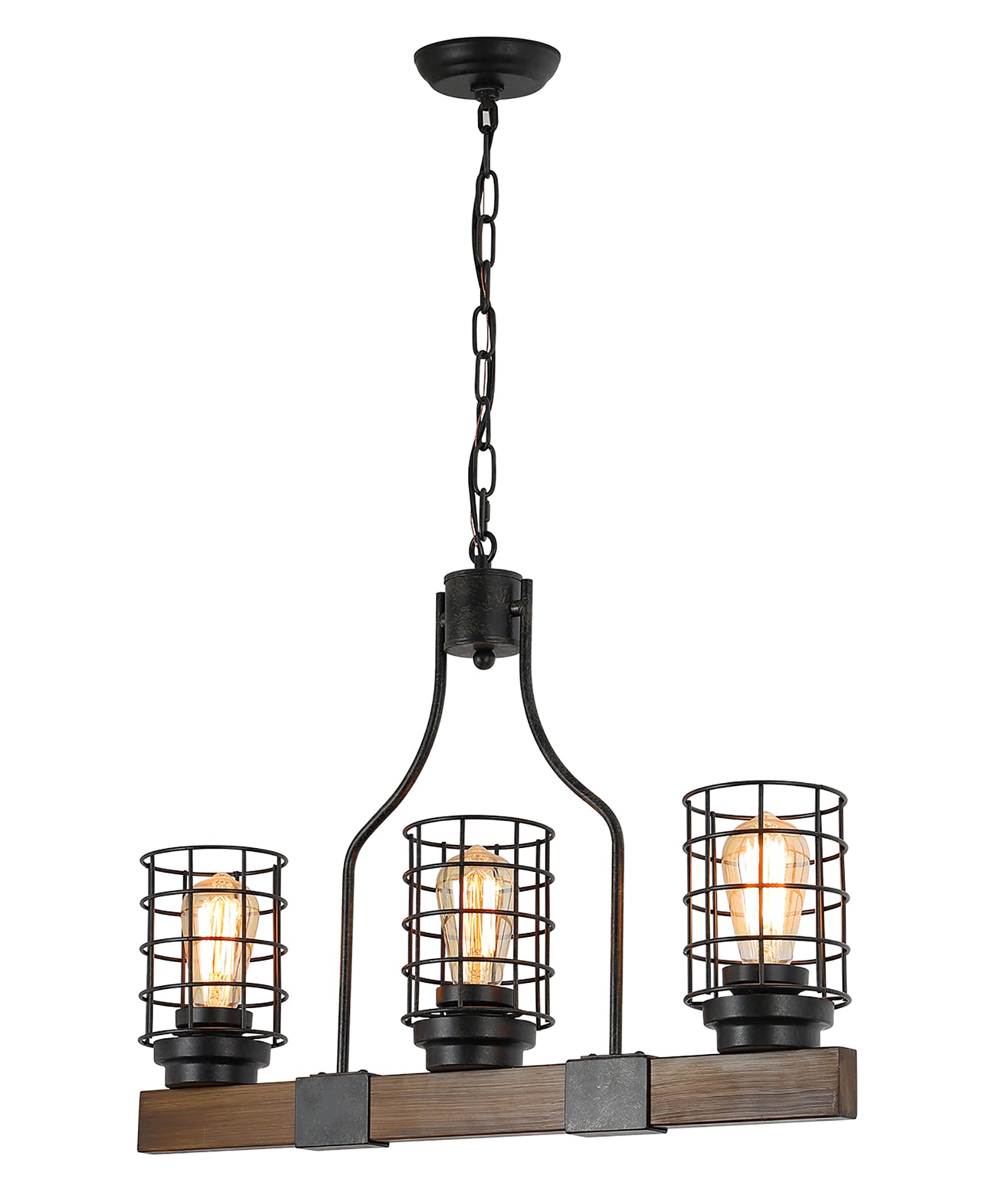 Buy Farmhouse Chandelier for Dining Rooms, 3Lights Wood Chandelier