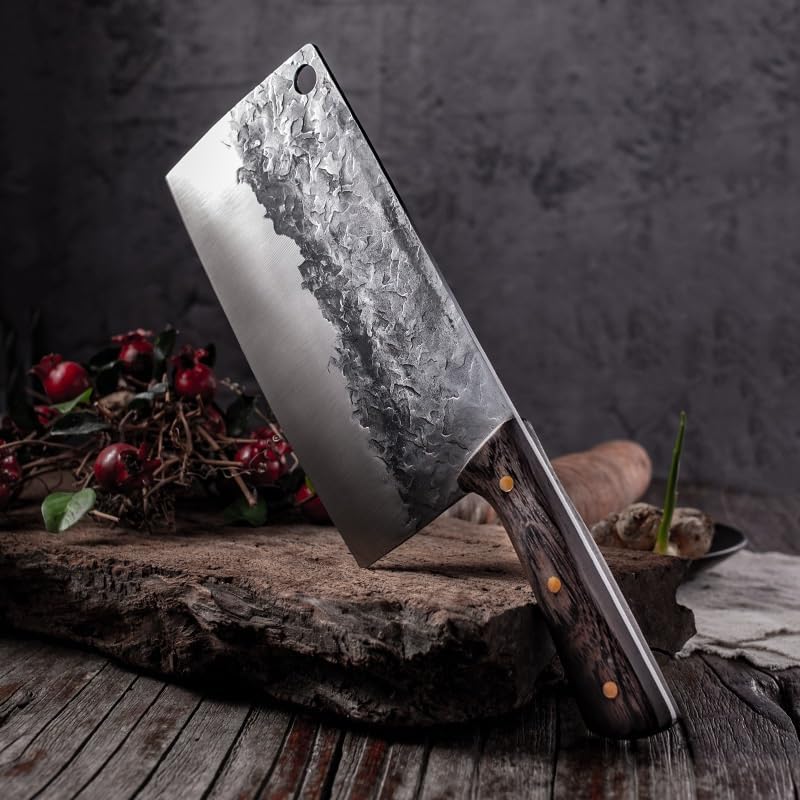 Meat Cleaver,Cleaver Knife 7.7inch 5Cr15 High Carbon Steel Kitchen Knife Chef's Meat Bone Cleaver Chopping Slicing Knife Sharp Blade High Hardness Cooking Tools