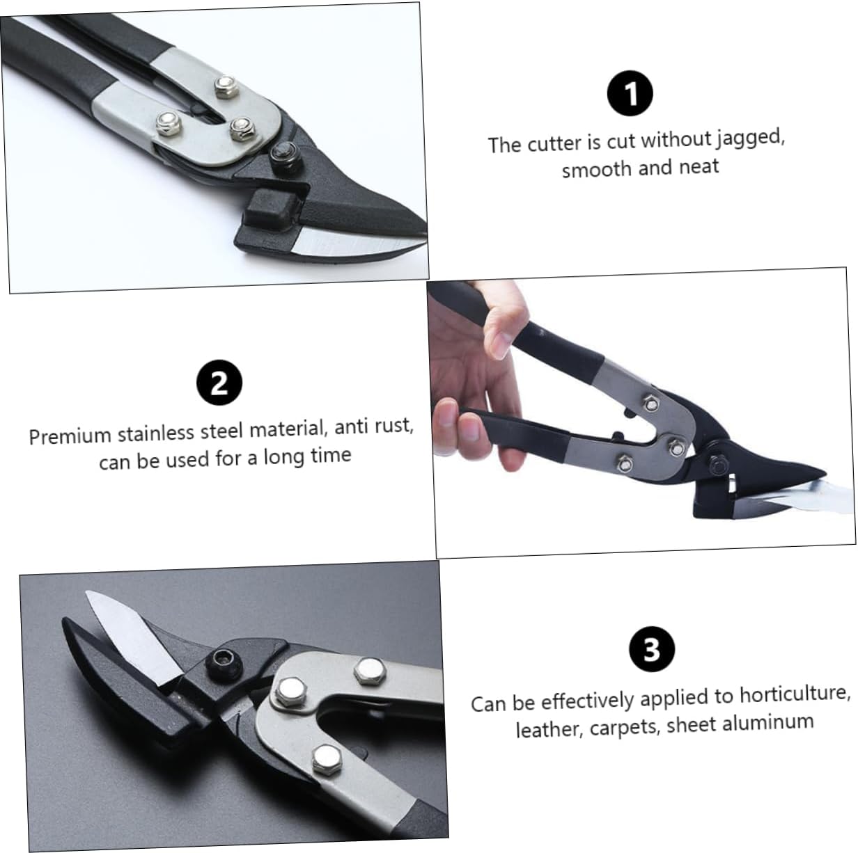 Heavy Duty Tin Snips Multi-purpose Iron Sheet Cutting Scissors with Protective Ring Labor-saving Design for Industrial Use and Home Projects