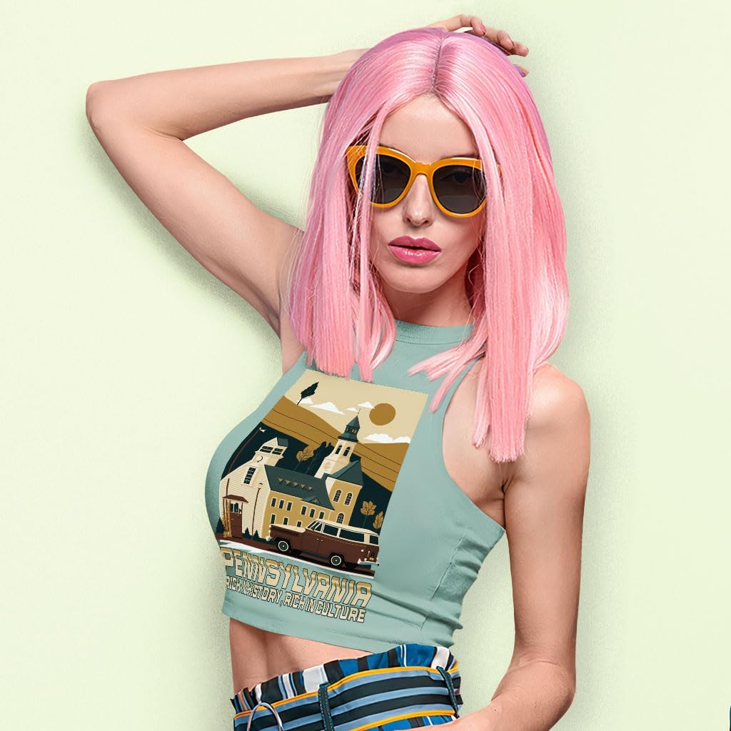 Pennsylvania Racerback Cropped Tank - Cute Design Women's Tank - Printed Tank Top