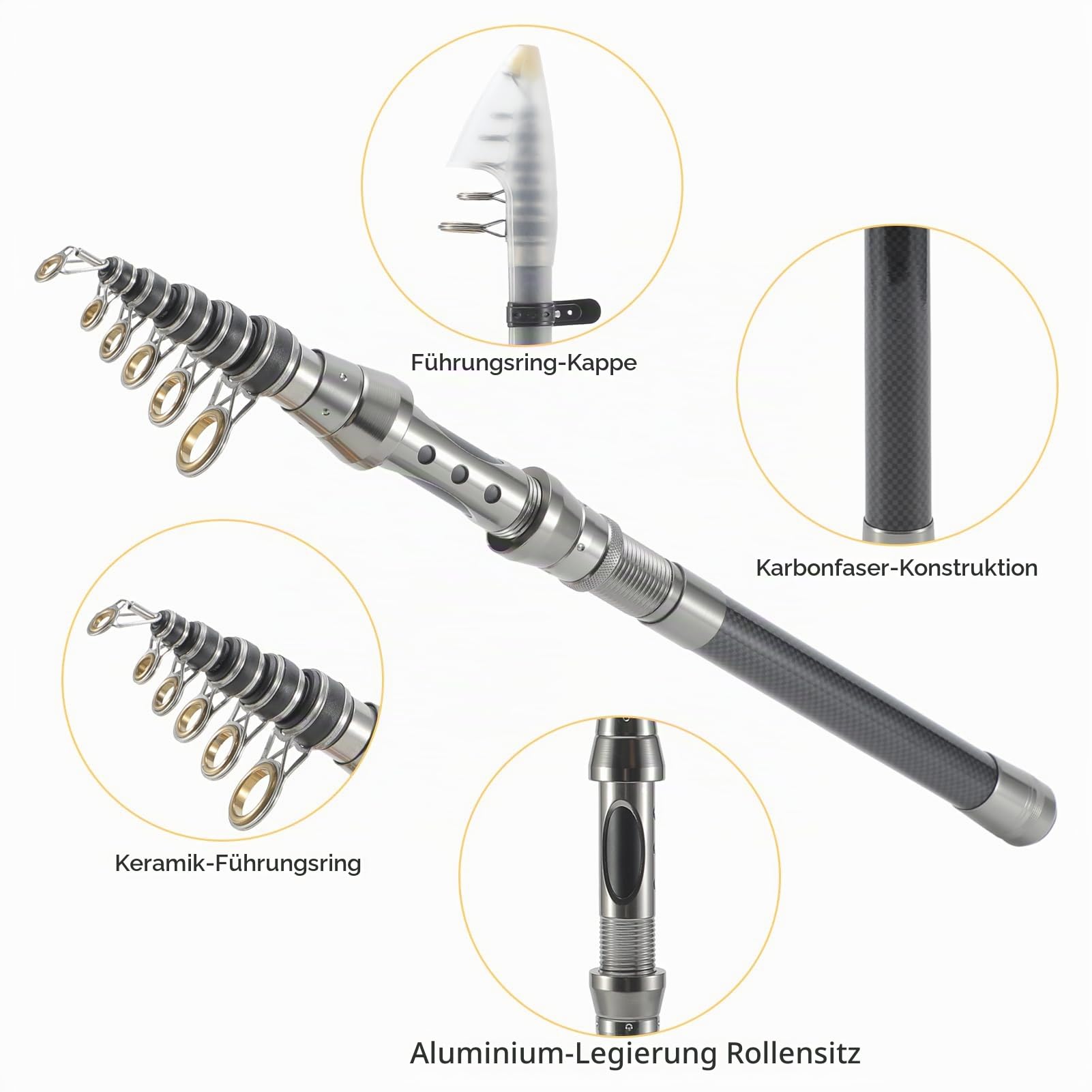 Lixada Teleskop Angelrute und Spule Combo Kit mit 100M Angelschnur Köder Haken Jigkopf und Fischen Tragetasche Fall Angelzubehör