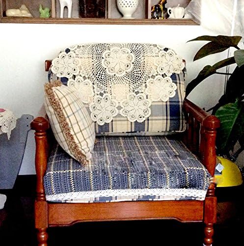 Laivigo Tapones redondos hechos a mano de encaje de ganchillo, 39 pulgadas, beige