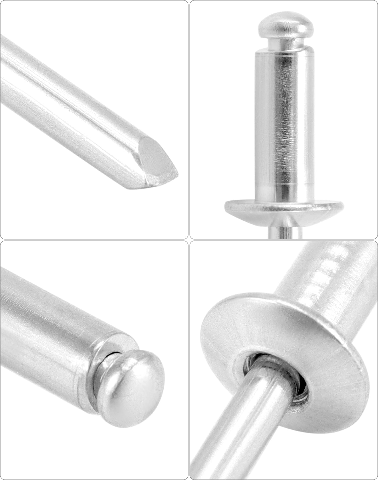 QWORK Remaches ciegos de aluminio, 500 piezas de 3/16 x 1/2 pulgadas (4,8 x 12 mm), surtido de remaches ciegos, remaches ciegos, plateado